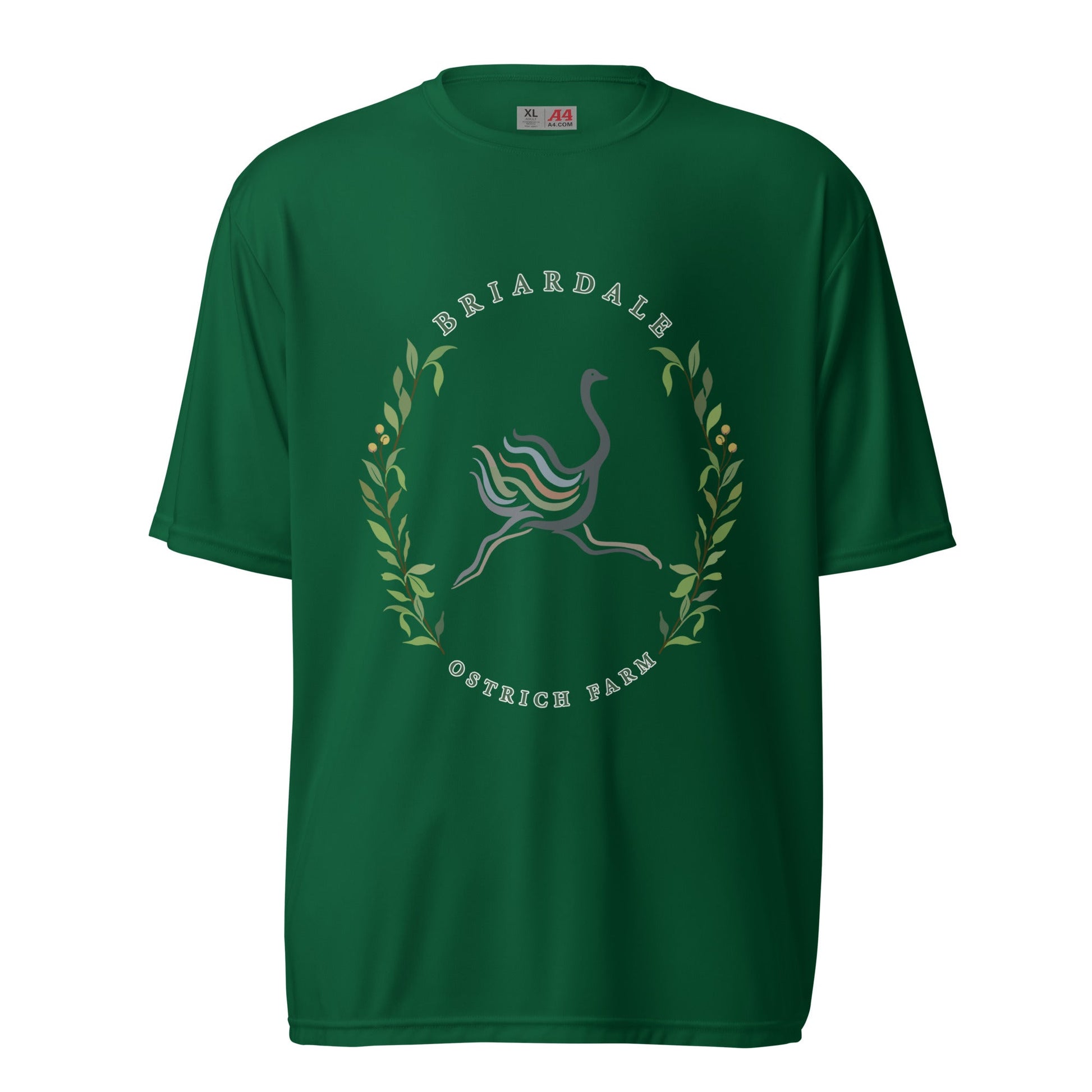 Active | Moisture Wicking Shirt | Briardale Ostrich Farm | Crest Logo