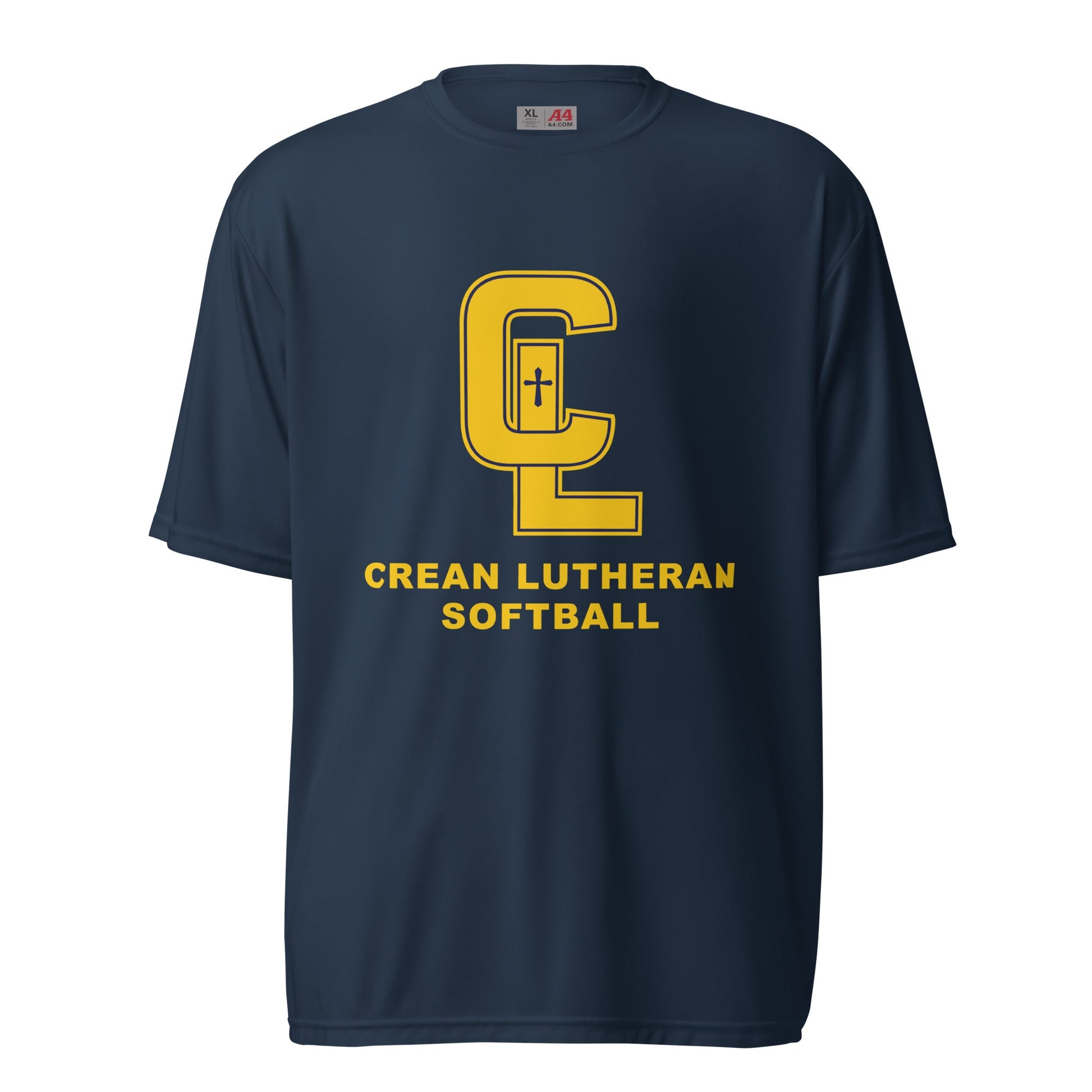 Active | Moisture Wicking Shirt | Crean Lutheran Softball | Gold CL Softball Logo