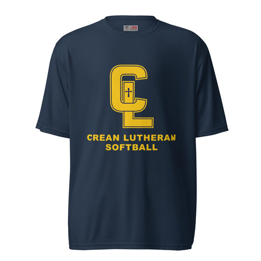 Active | Moisture Wicking Shirt | Crean Lutheran Softball | Gold CL Softball Logo