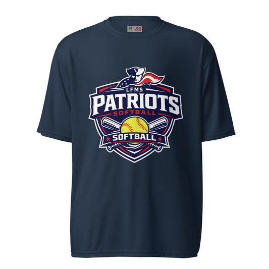 Active | Moisture Wicking Shirt | LFMS Athletics | Patriots Softball Logo