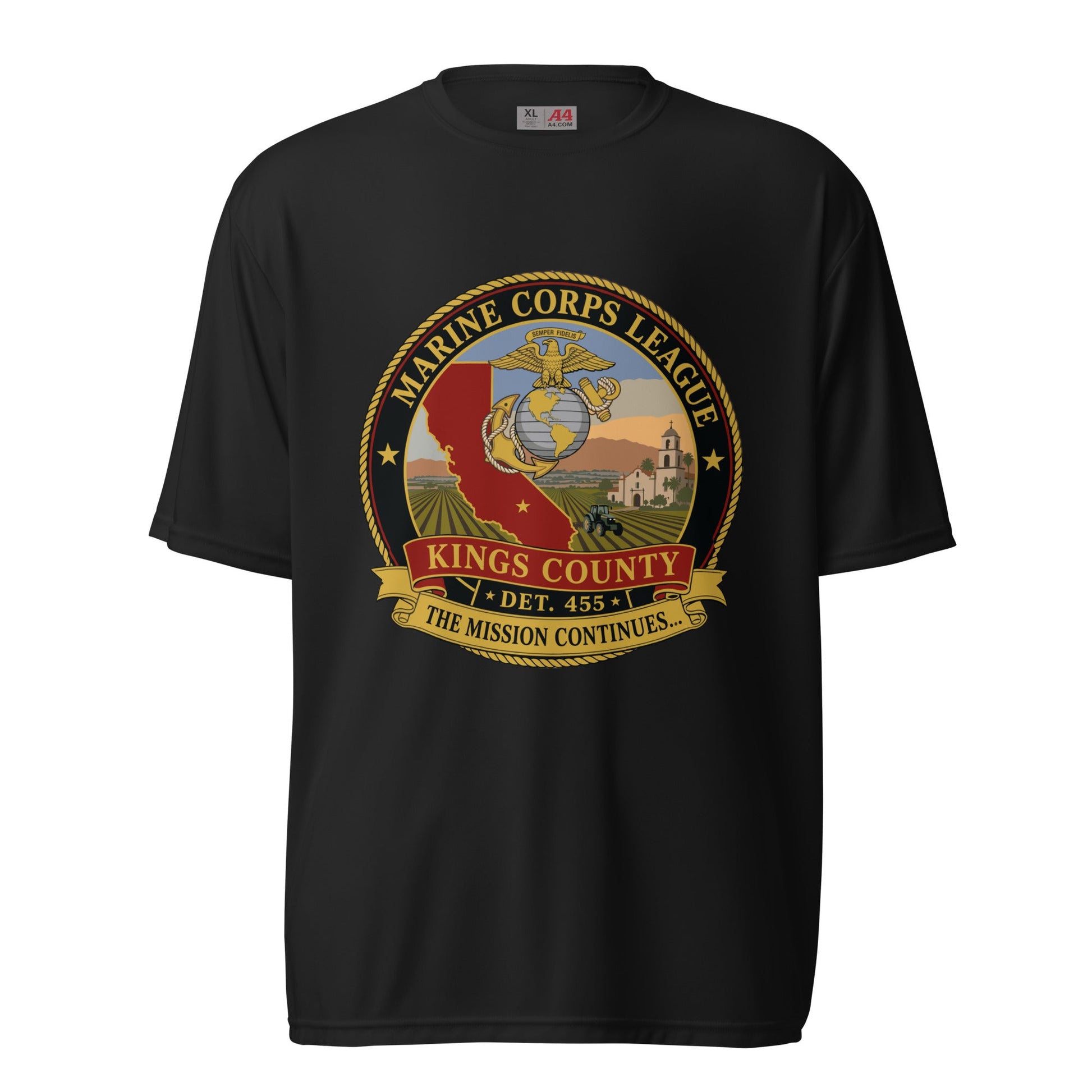 Active | Moisture Wicking Shirt | Marine Corps League kings County Det 455 | Shield Logo