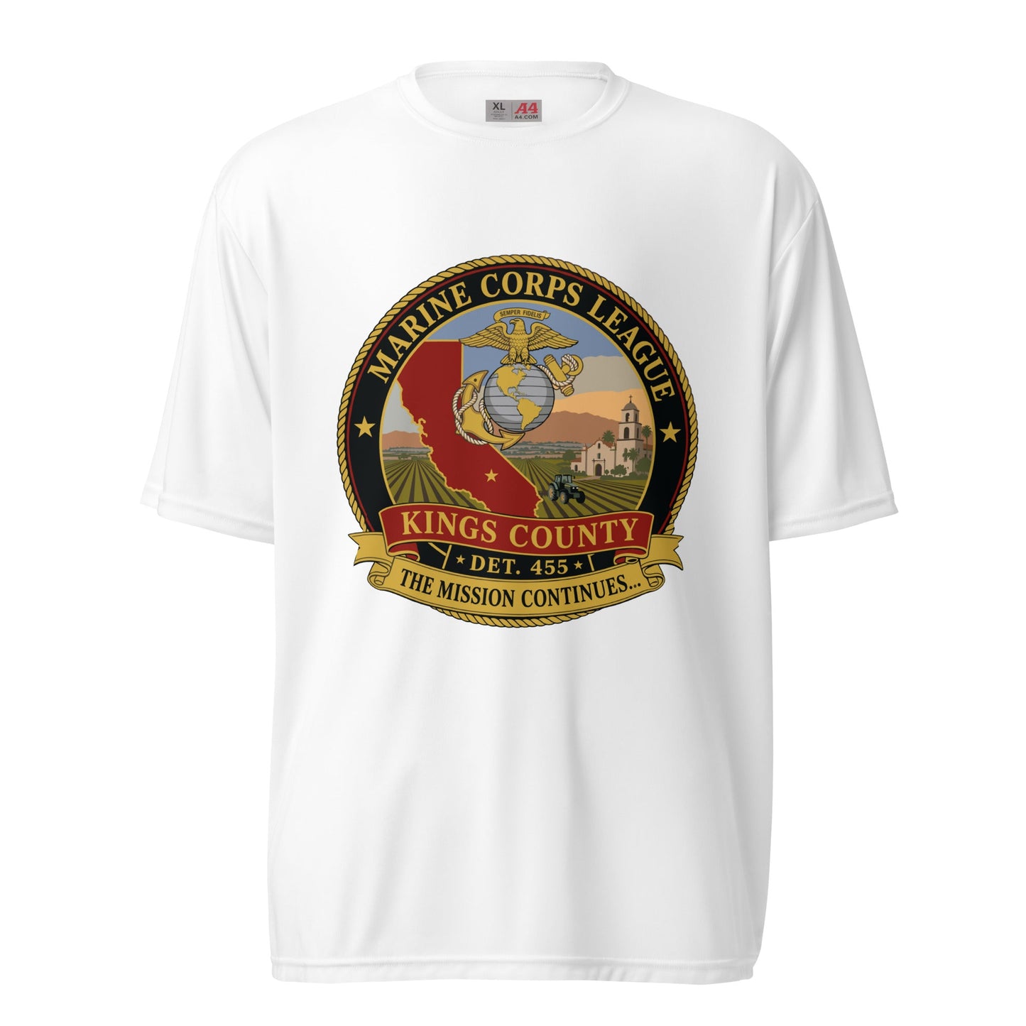 Active | Moisture Wicking Shirt | Marine Corps League kings County Det 455 | Shield Logo