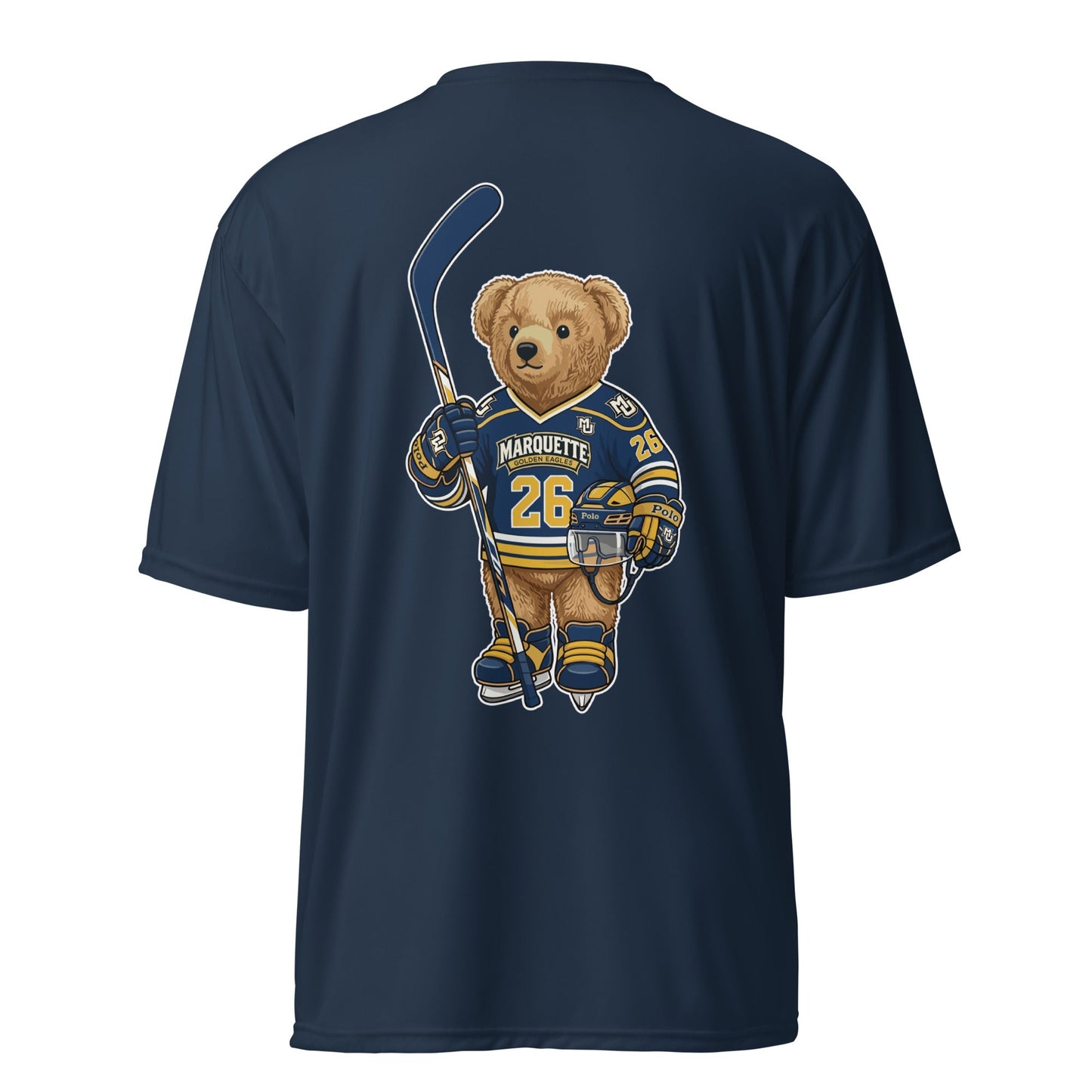 Active | Moisture Wicking Shirt | Marquette University Women's Hockey | MU Mark Backprint Logo
