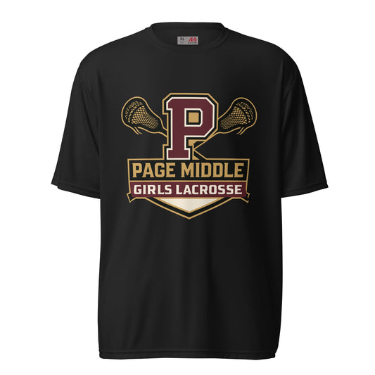 Active | Moisture Wicking Shirt | Page Middle Girls Lacrosse | Block P Logo