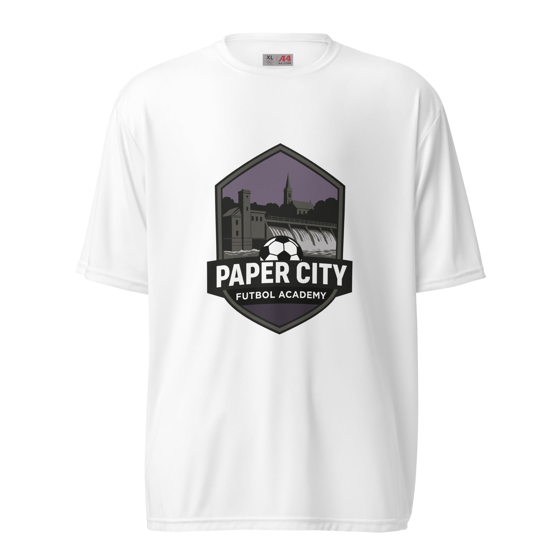 Active | Moisture Wicking Shirt | Paper City Futbol Academy | Vanguard Shield Logo