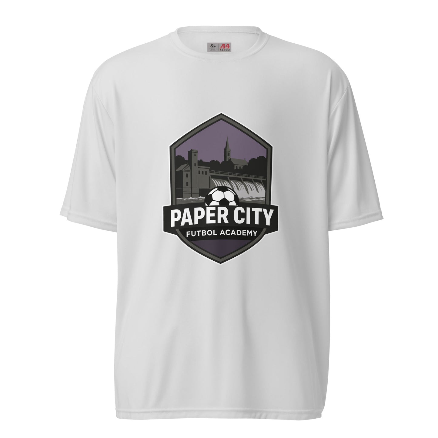 Active | Moisture Wicking Shirt | Paper City Futbol Academy | Vanguard Shield Logo