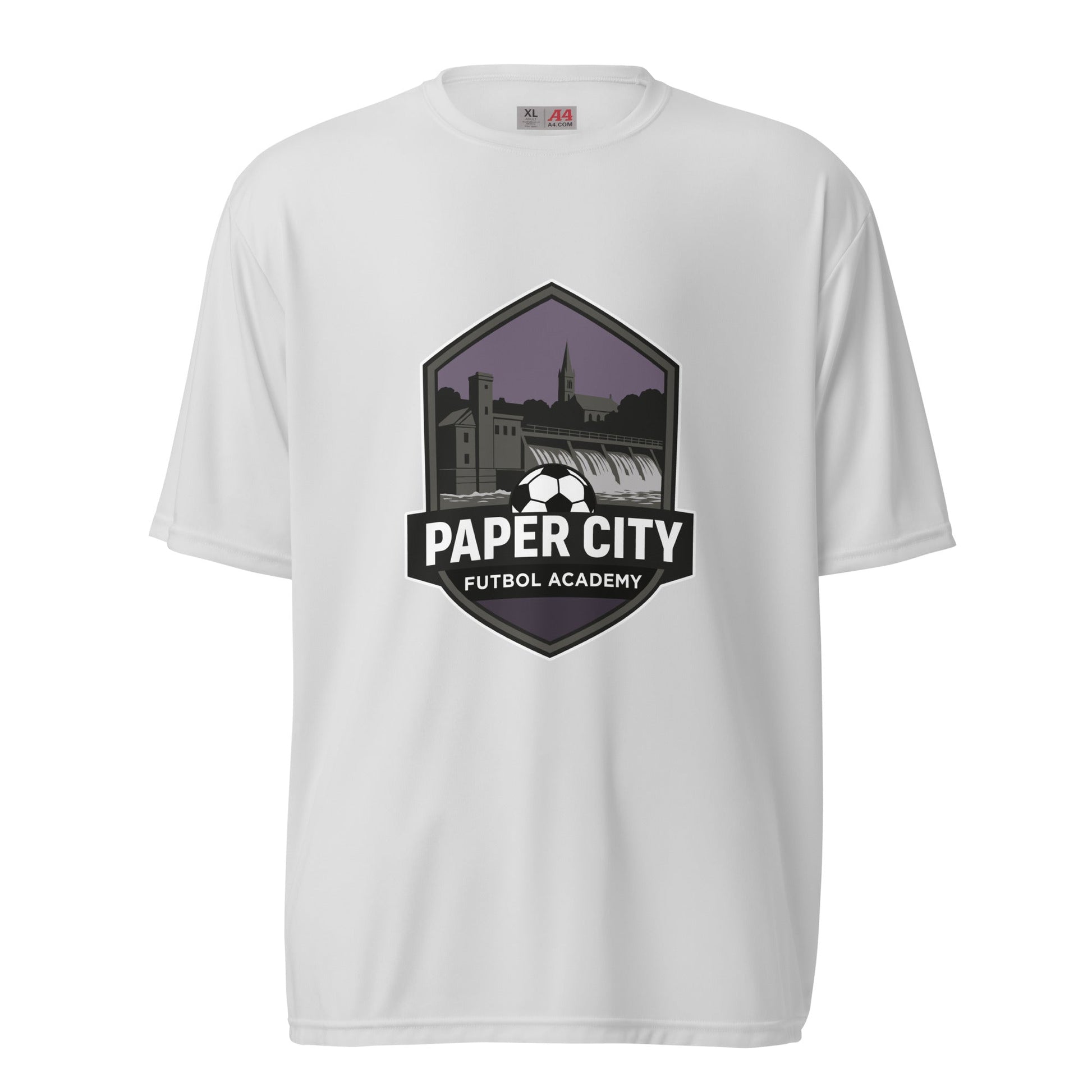 Active | Moisture Wicking Shirt | Paper City Futbol Academy | Vanguard Shield Logo