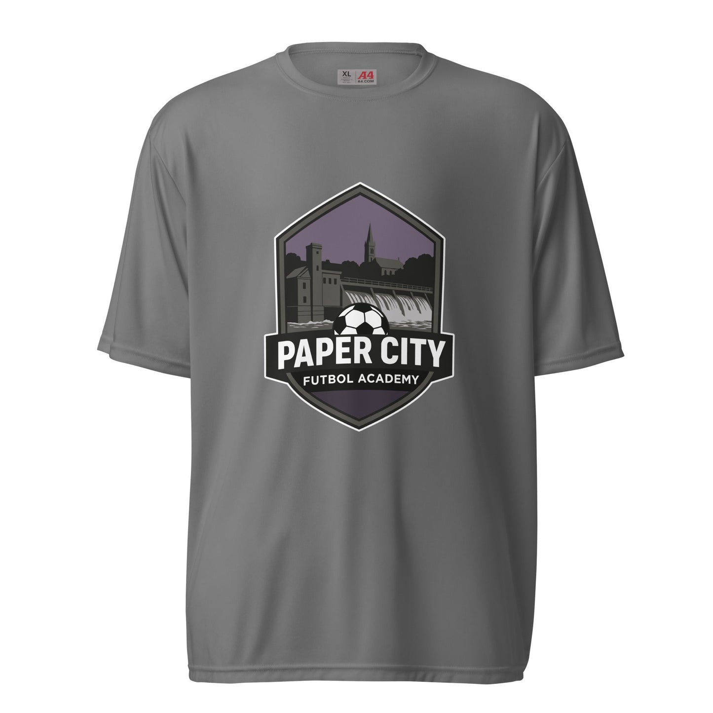 Active | Moisture Wicking Shirt | Paper City Futbol Academy | Vanguard Shield Logo