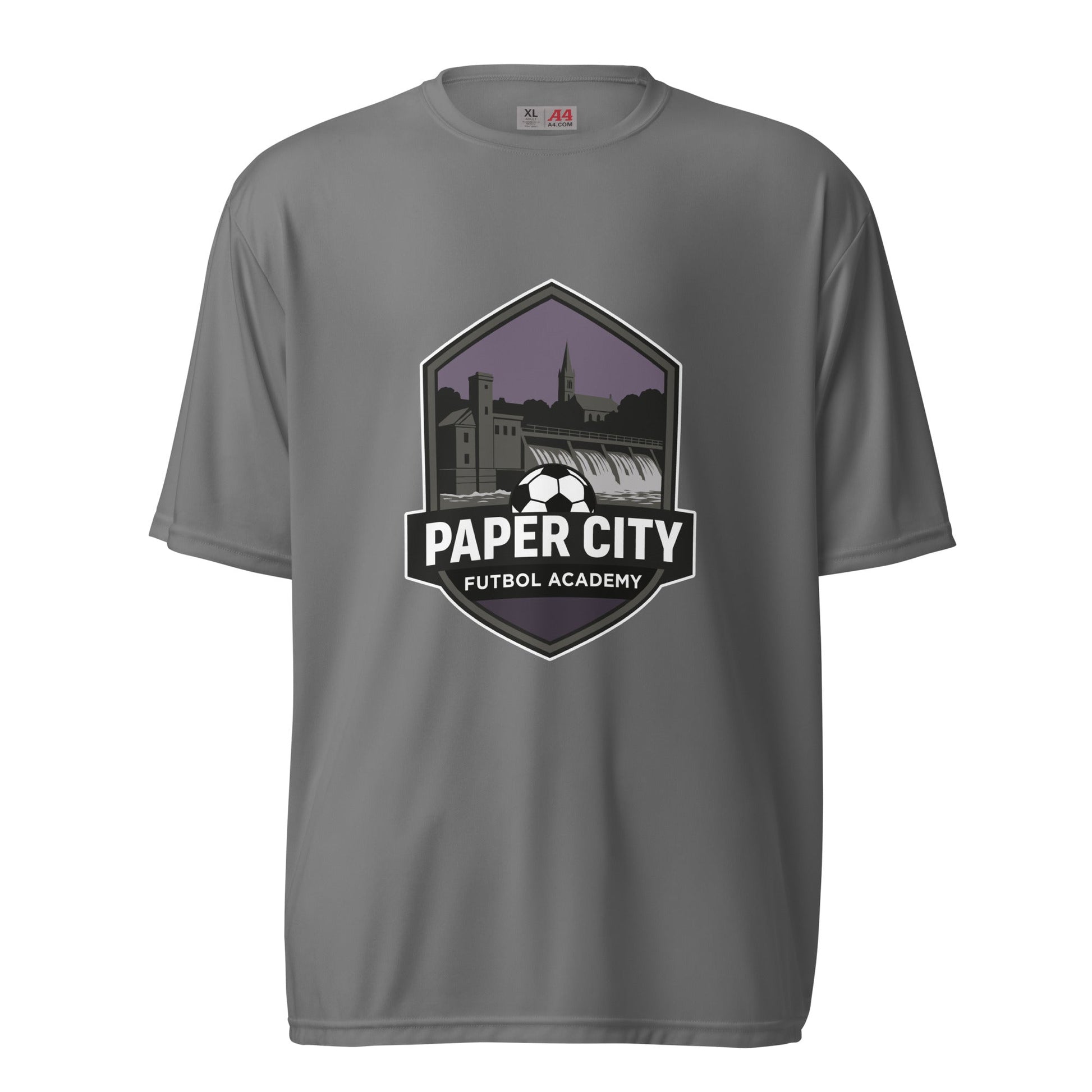 Active | Moisture Wicking Shirt | Paper City Futbol Academy | Vanguard Shield Logo
