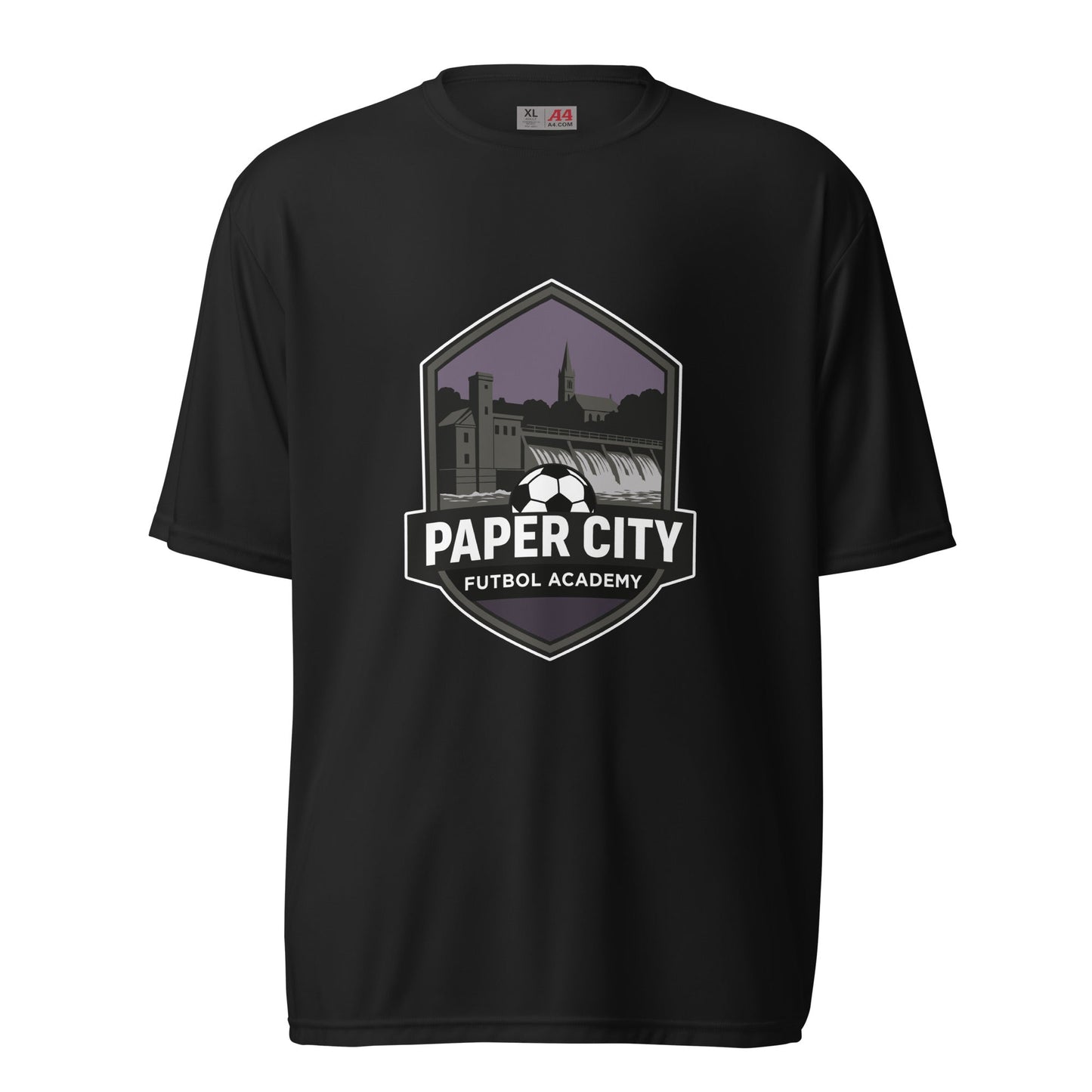 Active | Moisture Wicking Shirt | Paper City Futbol Academy | Vanguard Shield Logo