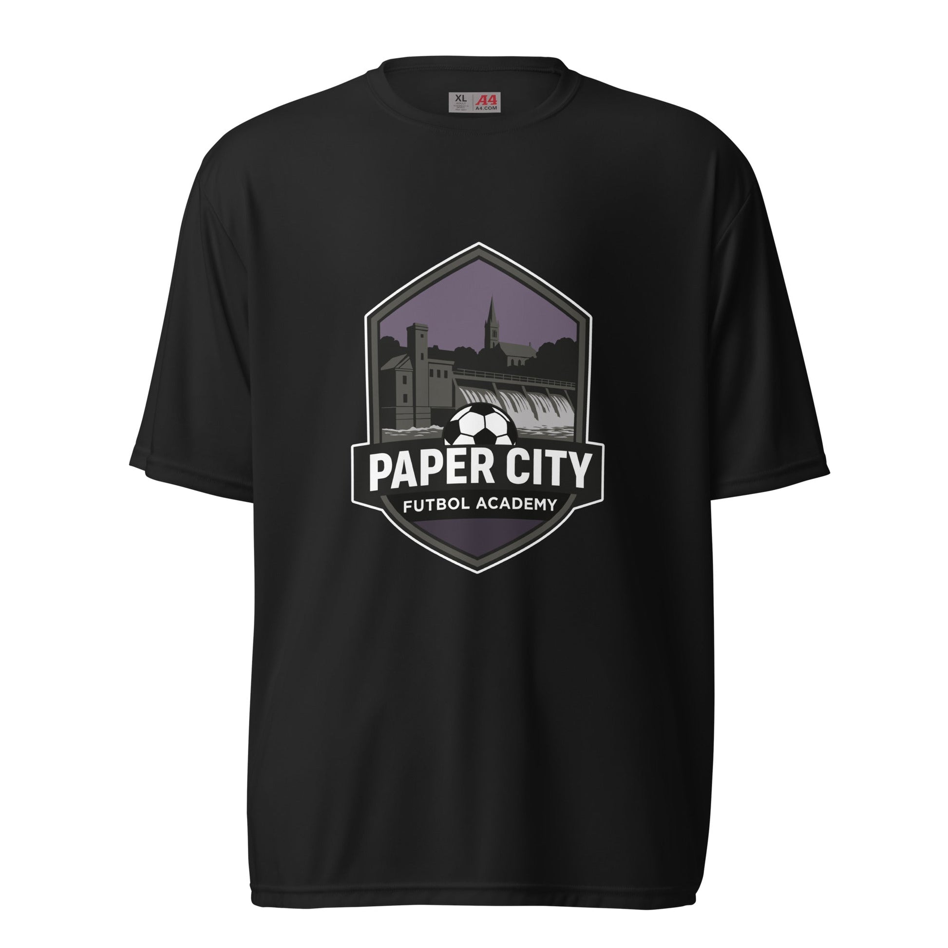 Active | Moisture Wicking Shirt | Paper City Futbol Academy | Vanguard Shield Logo