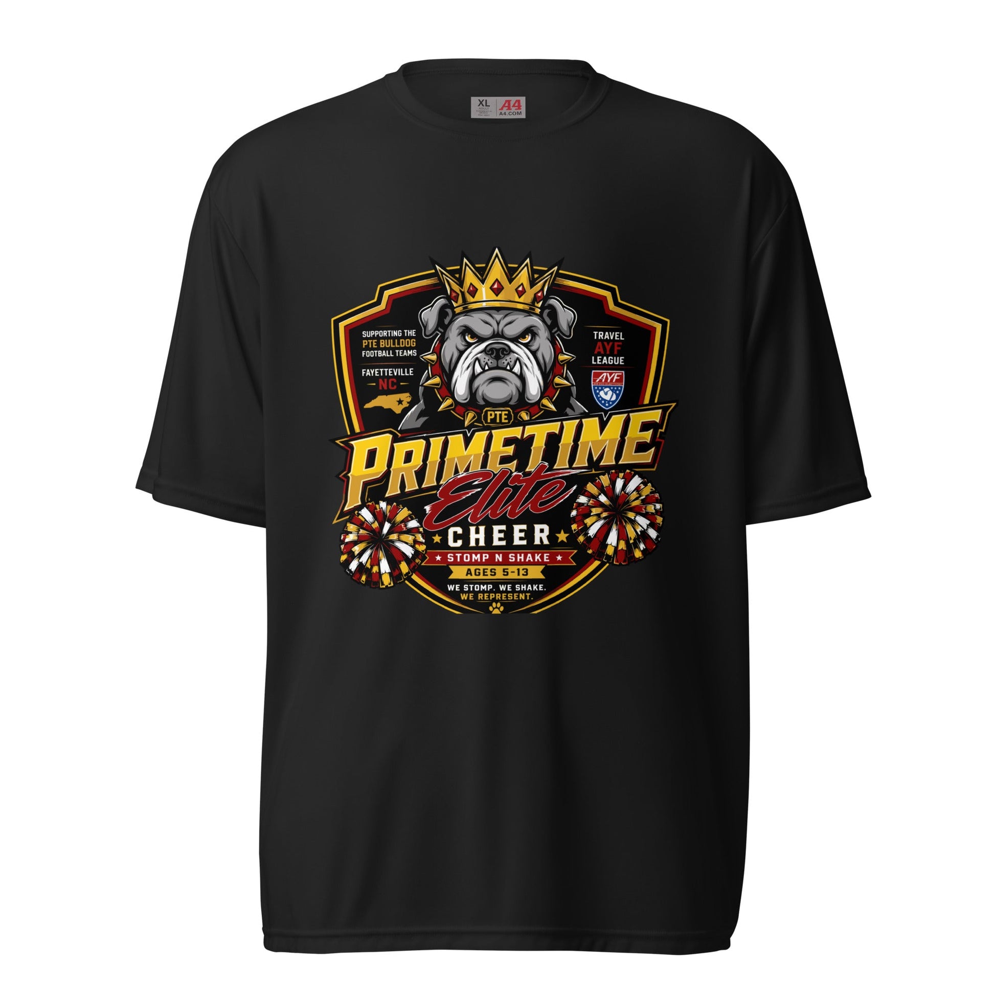 Active | Moisture Wicking Shirt | PTE Bulldog Cheer | Shield Logo