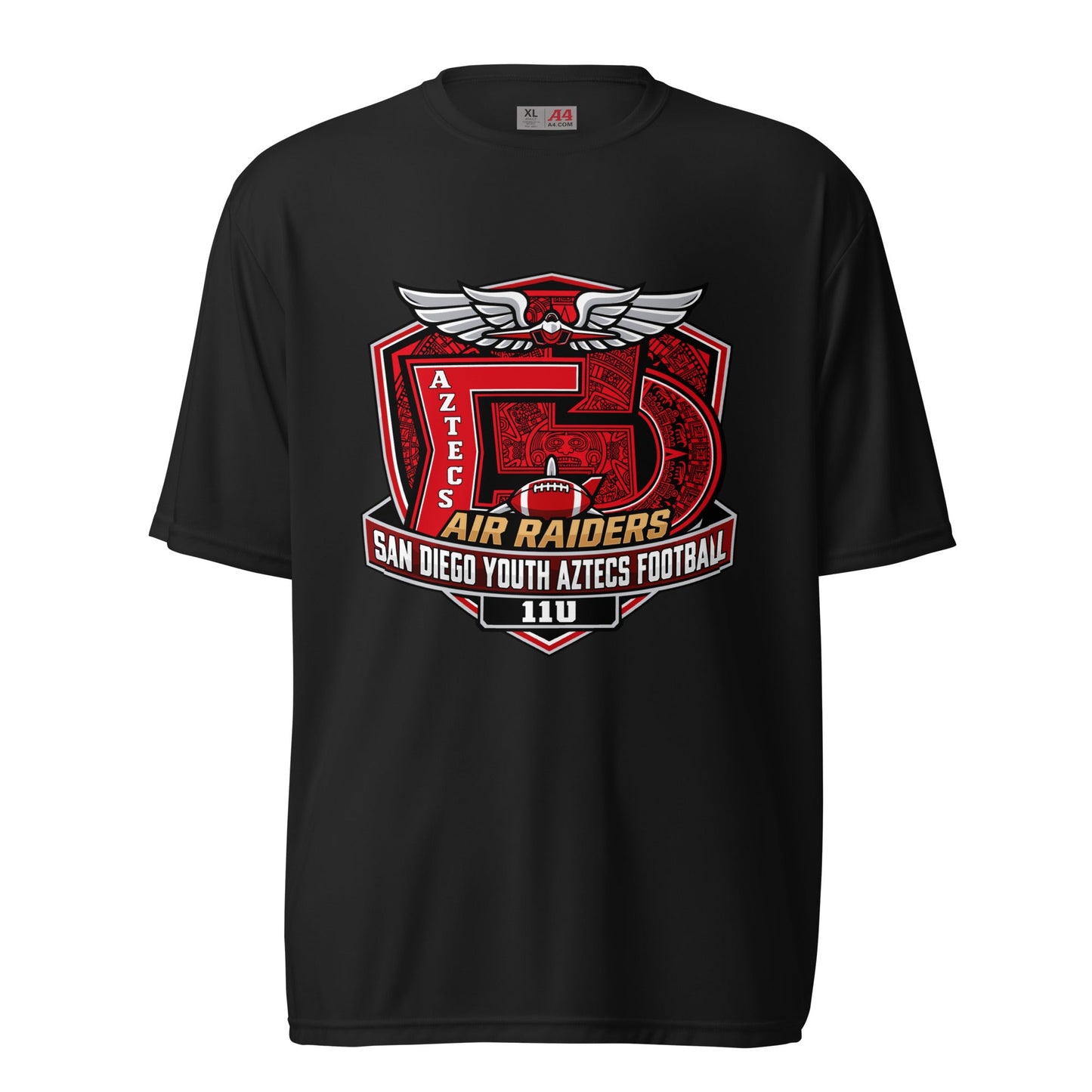 Active | Moisture Wicking Shirt | San Diego Youth Aztecs Football 11u Air Raiders | Shield Logo