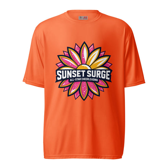 Active | Moisture Wicking Shirt | Sunset Surge All-Star Cheerleading | Bloom Surge Logo