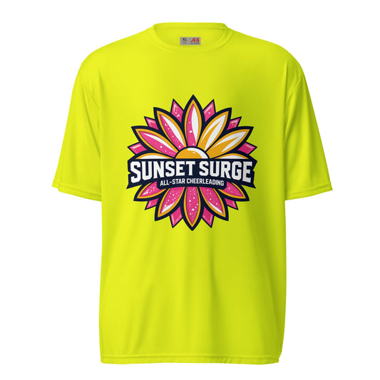 Active | Moisture Wicking Shirt | Sunset Surge All-Star Cheerleading | Bloom Surge Logo