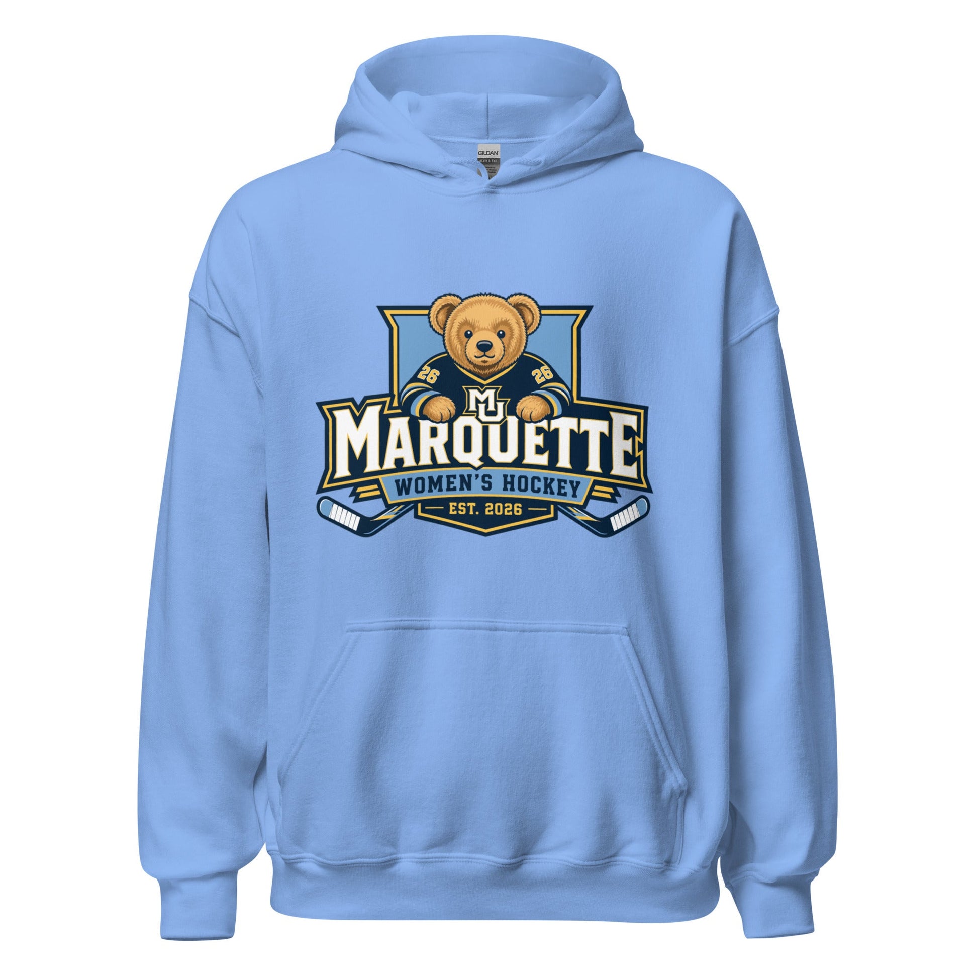 Classic | Hoodie | Marquette University Women's Hockey | Bear Athletics Logo