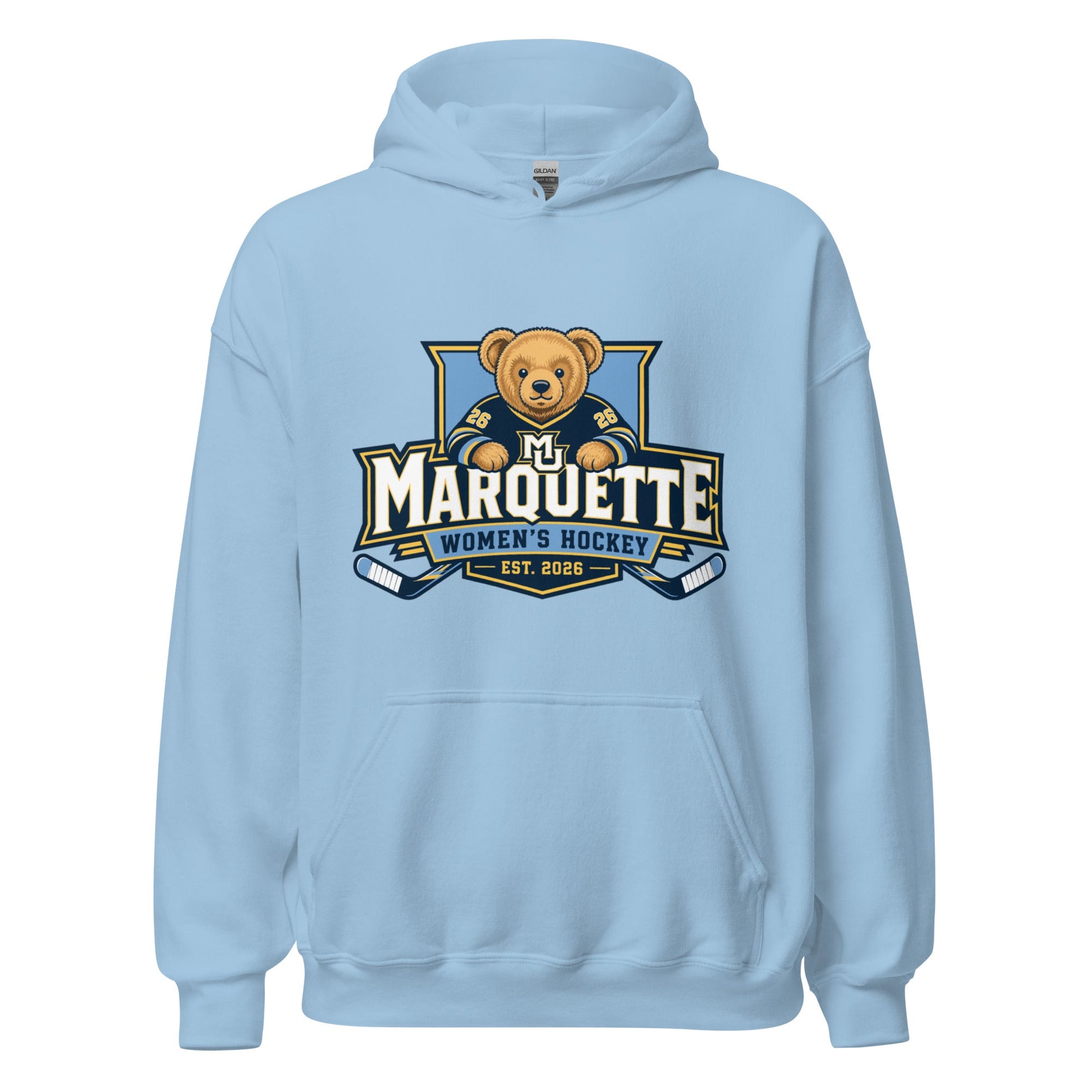 Classic | Hoodie | Marquette University Women's Hockey | Bear Athletics Logo