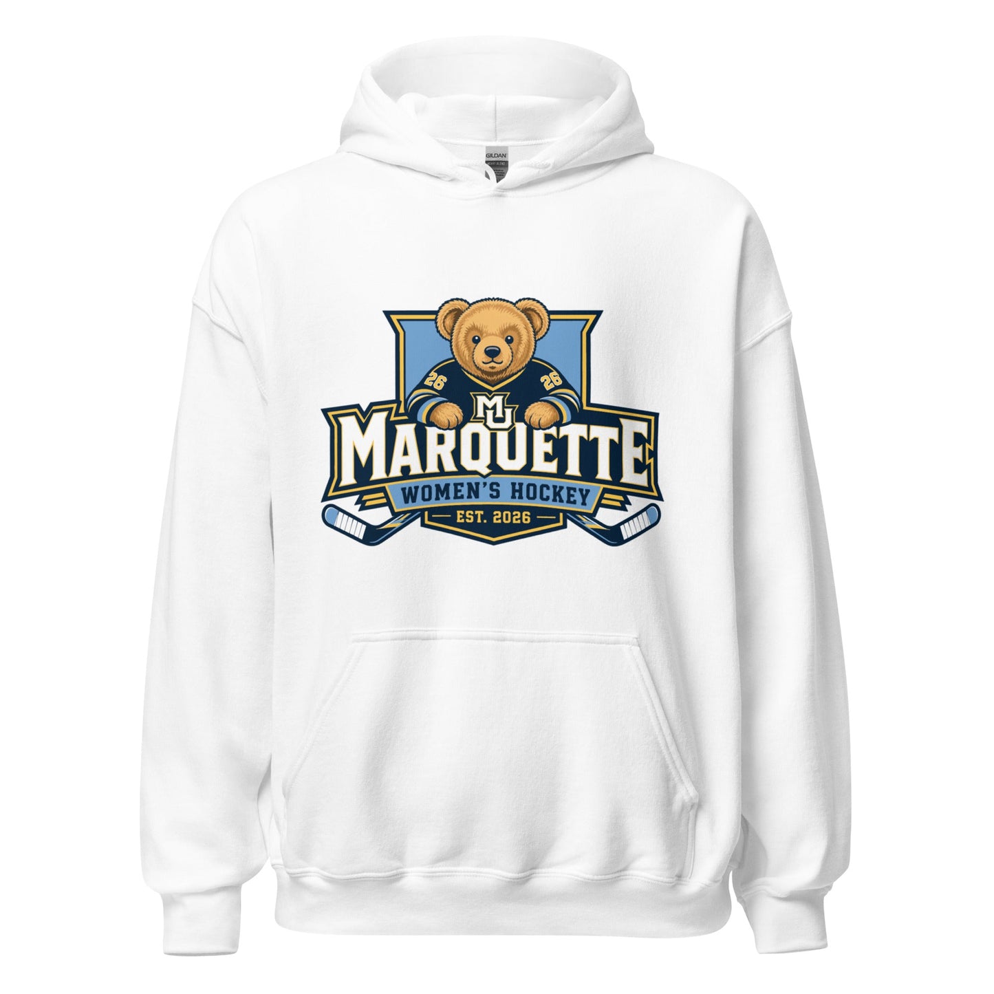 Classic | Hoodie | Marquette University Women's Hockey | Bear Athletics Logo