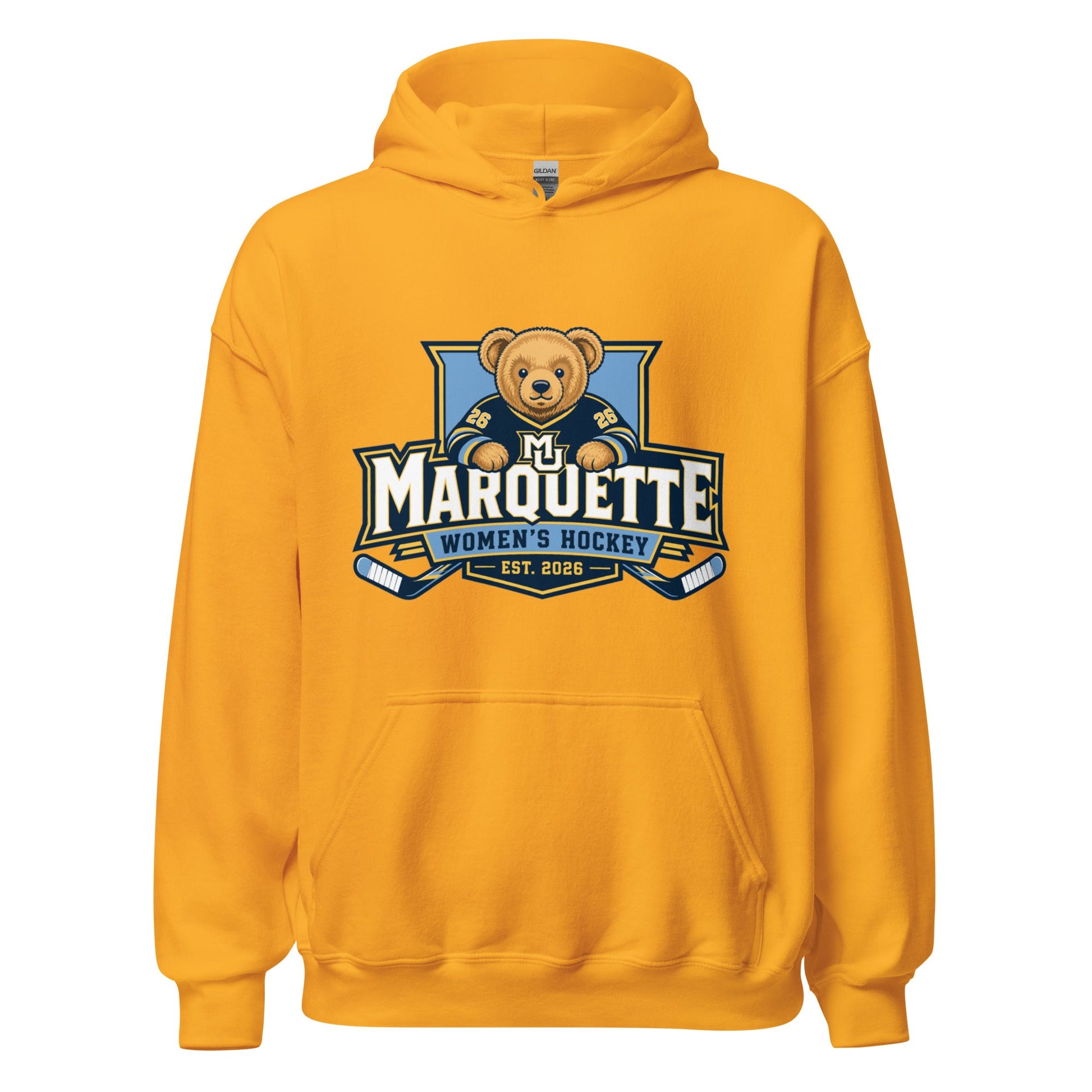 Classic | Hoodie | Marquette University Women's Hockey | Bear Athletics Logo