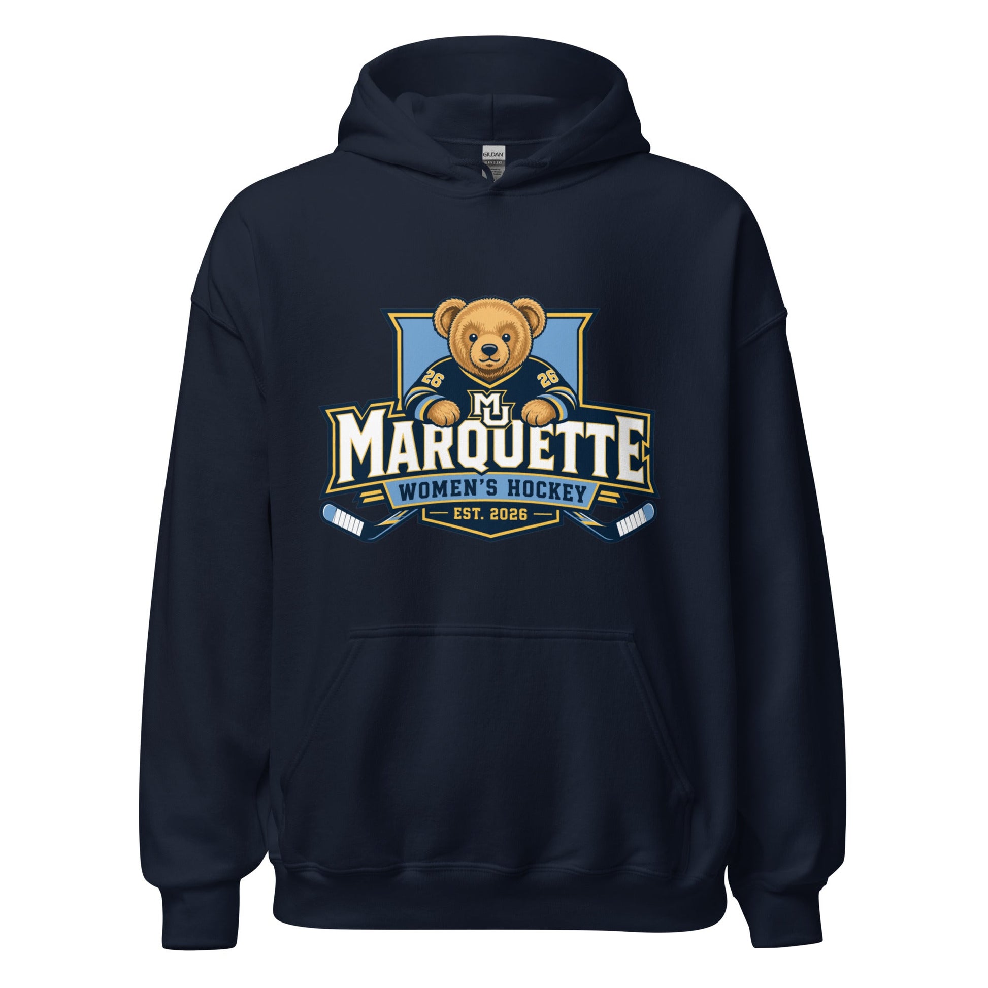 Classic | Hoodie | Marquette University Women's Hockey | Bear Athletics Logo
