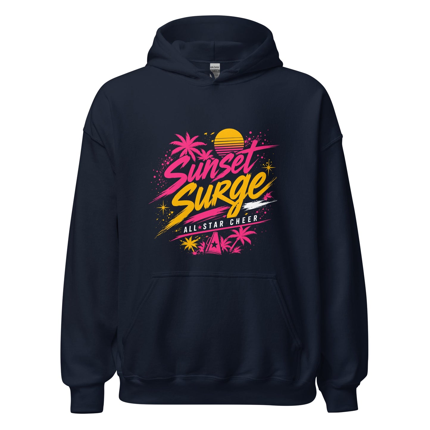 Classic | Hoodie | Sunset Surge All-Star Cheerleading | Neon Palm Cheer Logo