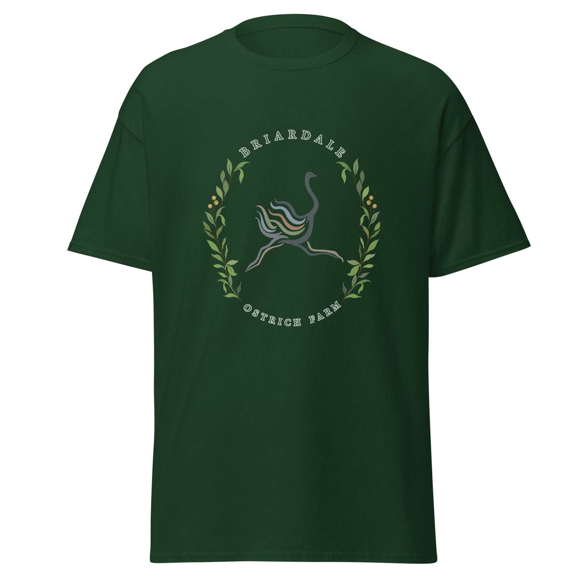 Classic | T-Shirt | Briardale Ostrich Farm | Crest Logo