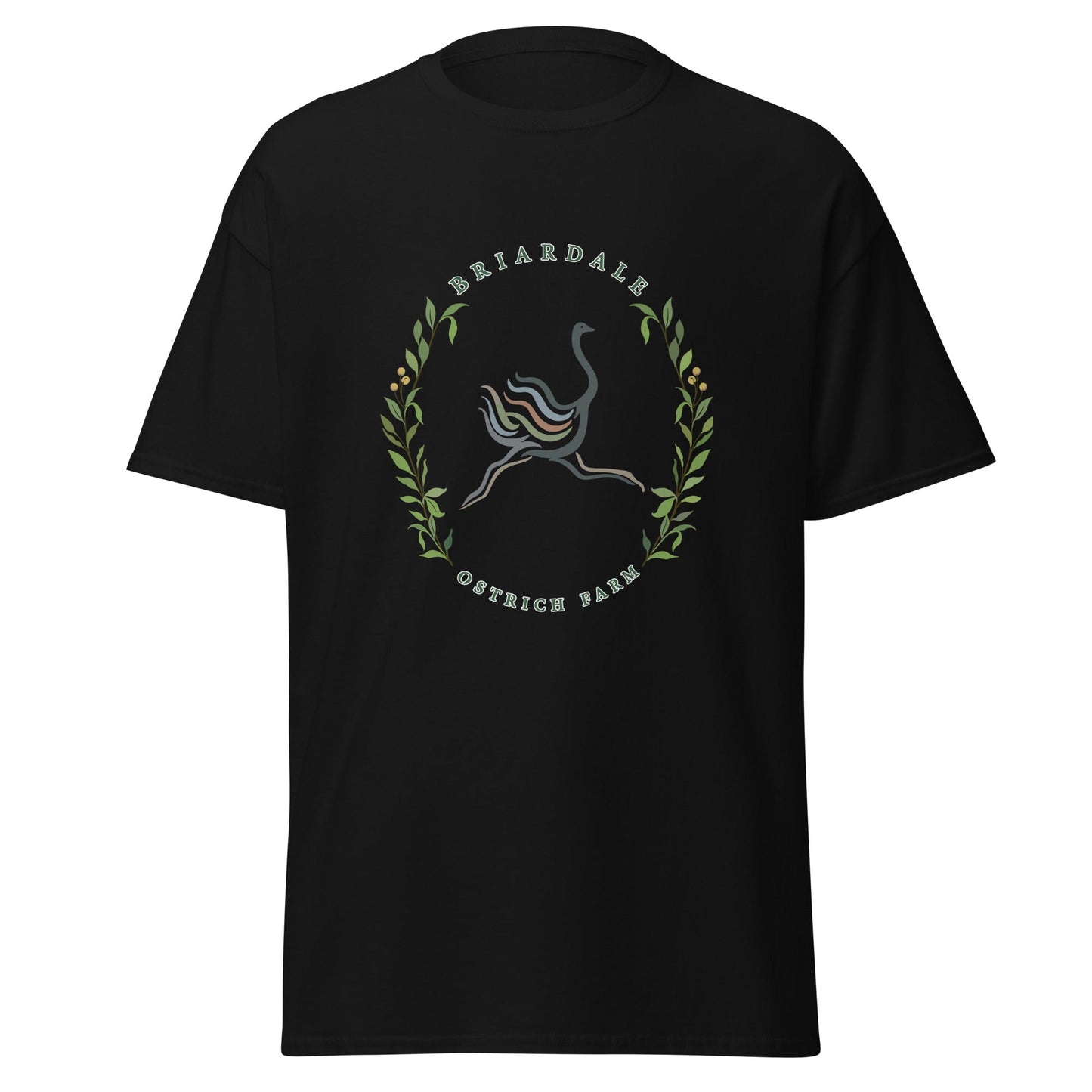 Classic | T-Shirt | Briardale Ostrich Farm | Crest Logo