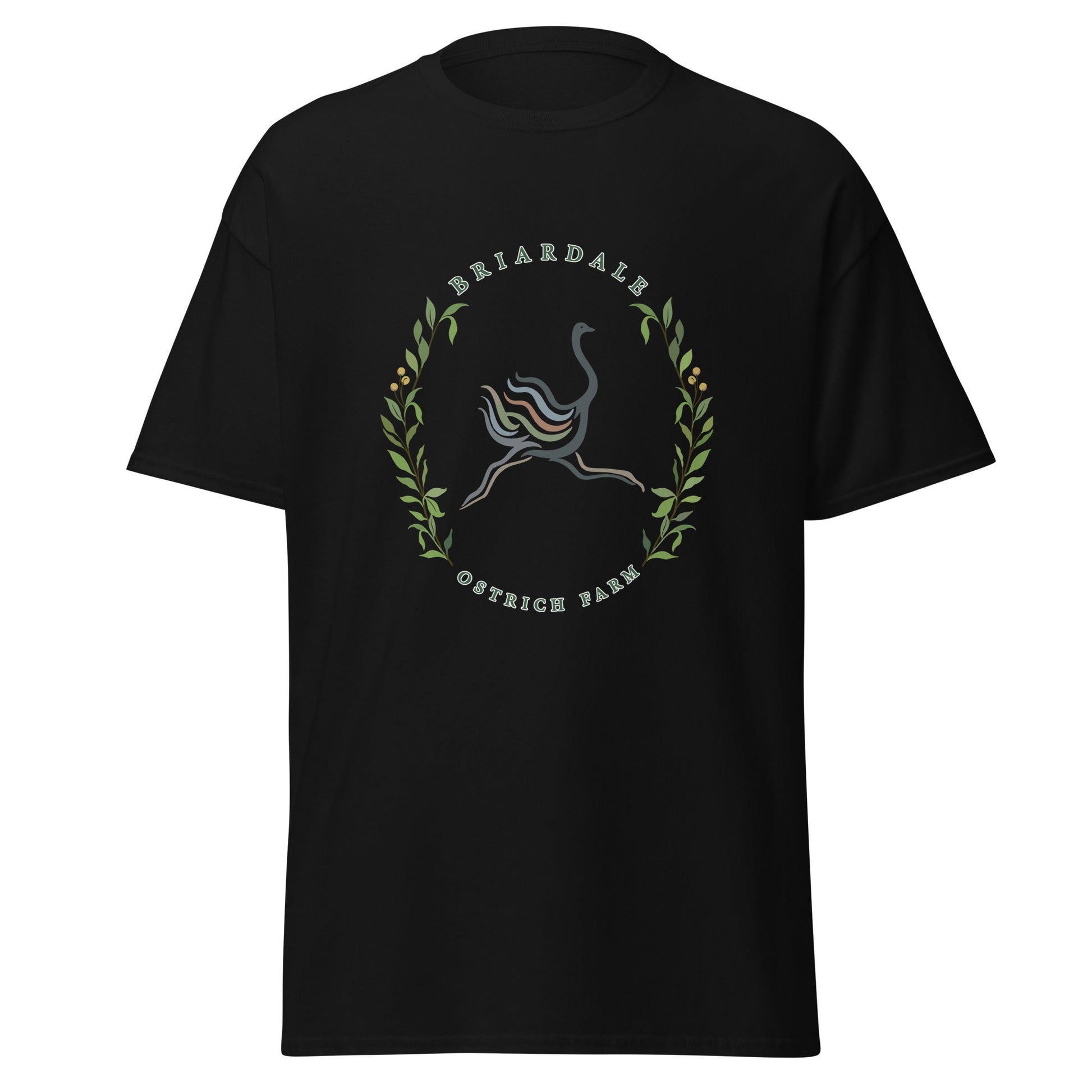 Classic | T-Shirt | Briardale Ostrich Farm | Crest Logo