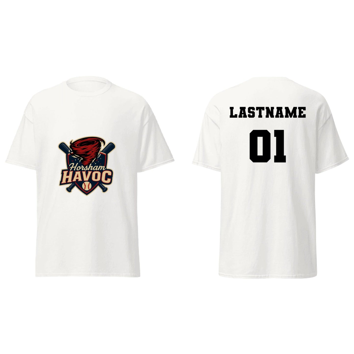 Classic | T-Shirt | Horsham Travel Baseball | Havoc Logo | Customizable