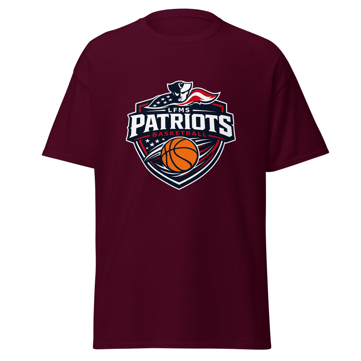 Classic | T-Shirt | LFMS Athletics | Patriots Basketball Logo