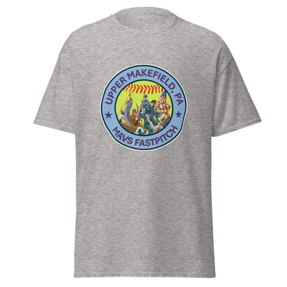 Classic | T-Shirt | Upper Makefield Mavs Fastpitch | Crossing Badge Logo