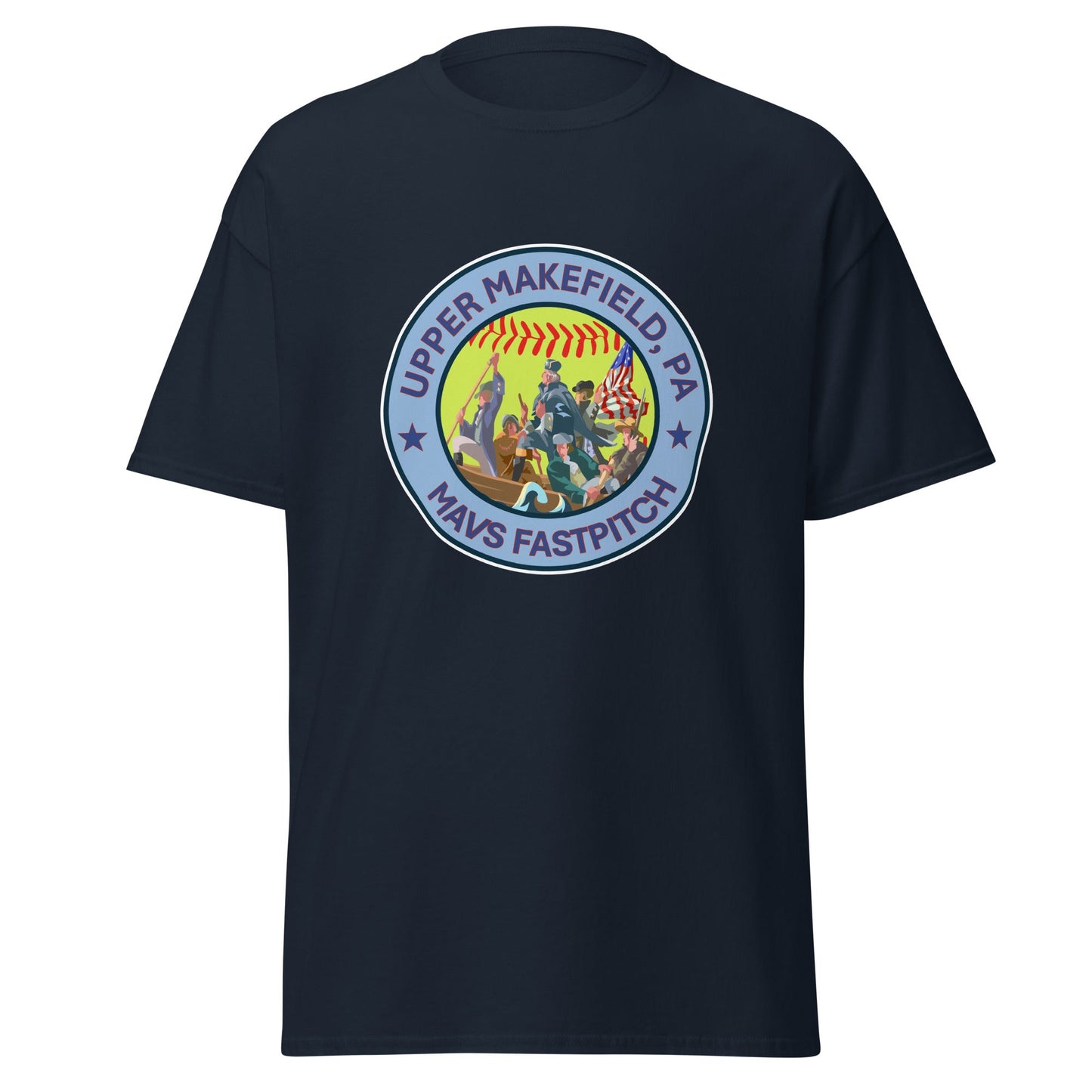 Classic | T-Shirt | Upper Makefield Mavs Fastpitch | Crossing Badge Logo