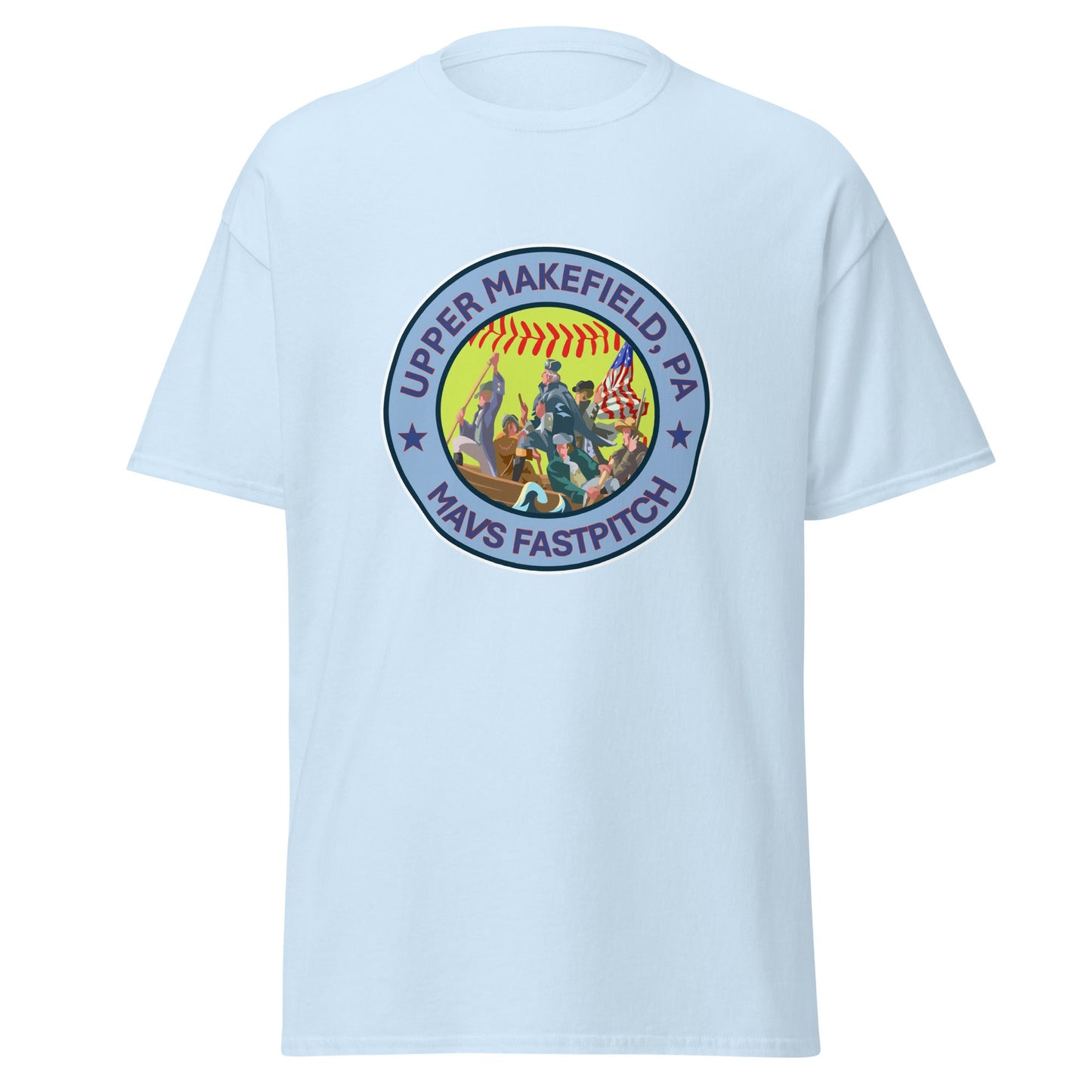 Classic | T-Shirt | Upper Makefield Mavs Fastpitch | Crossing Badge Logo