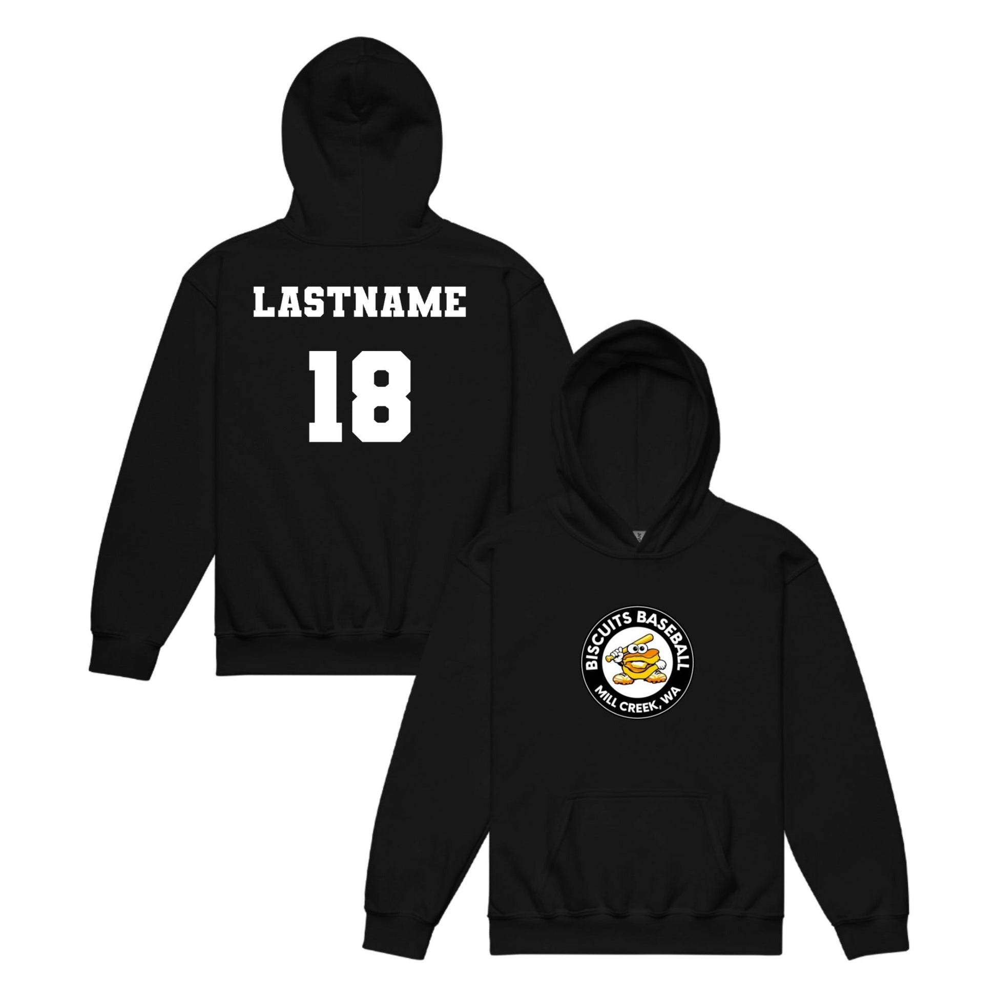 Classic | Youth Hoodie | Biscuits Baseball MCLL | Mascot Logo | Customizable