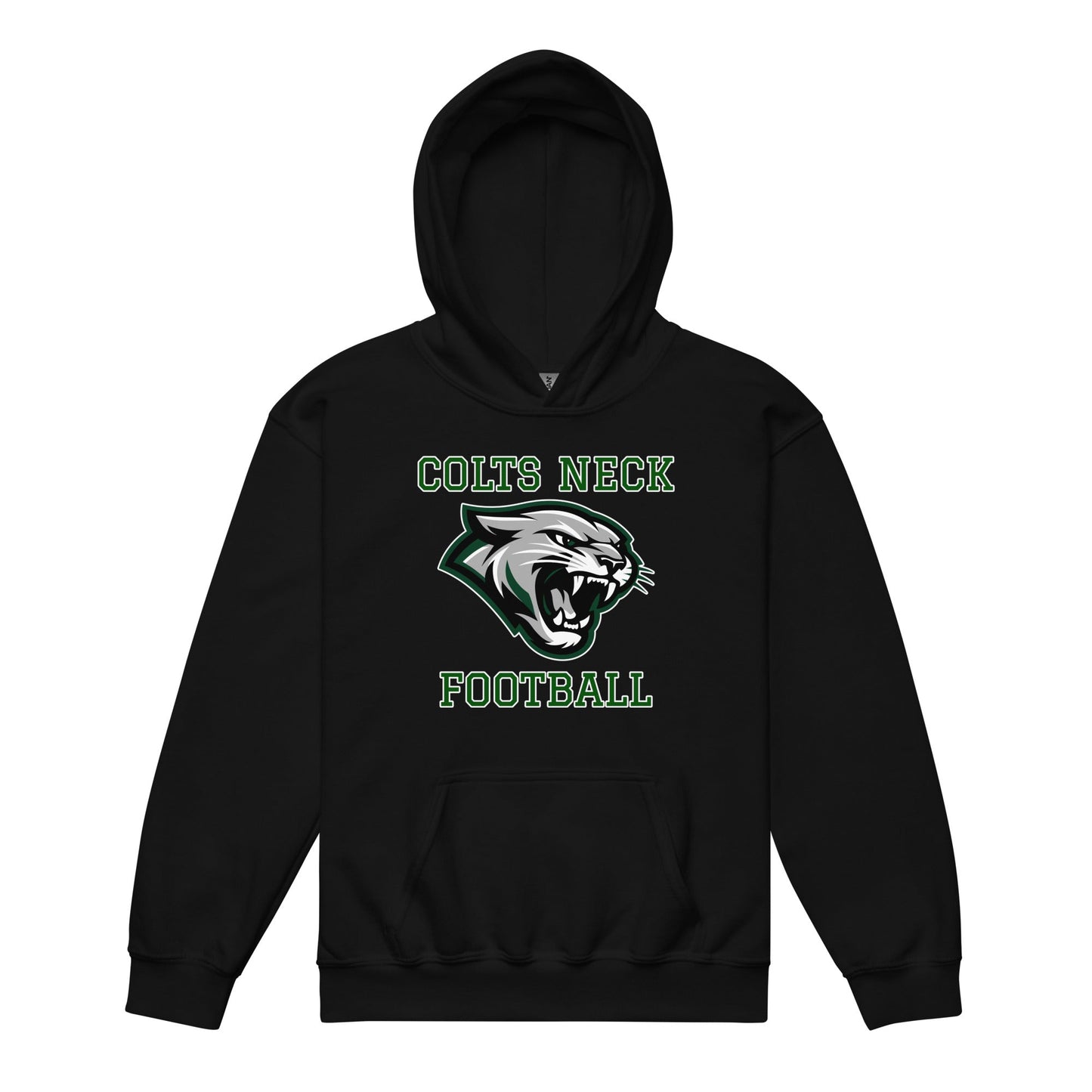 Classic | Youth Hoodie | Colts Neck Cougars | Youth Tackle Football (AYF) | Green Predator Logo