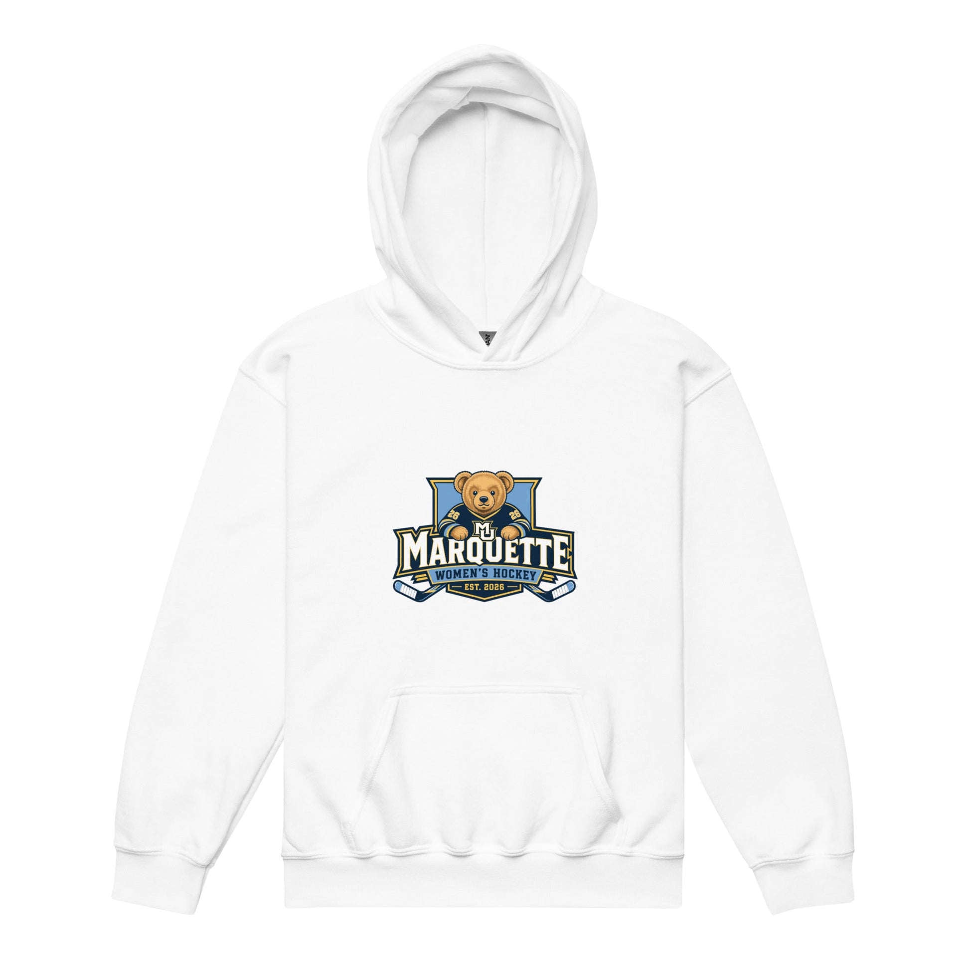 Classic | Youth Hoodie | Marquette University Women's Hockey | Bear Athletics Logo