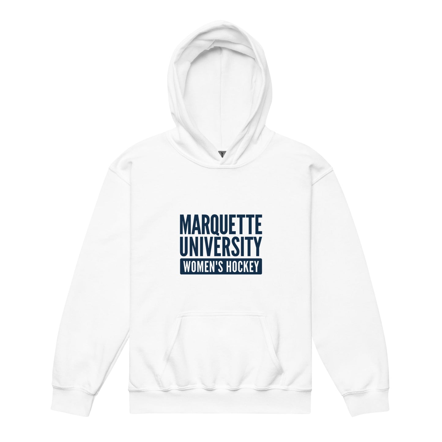 Classic | Youth Hoodie | Marquette University Women's Hockey | Modern Script Logo
