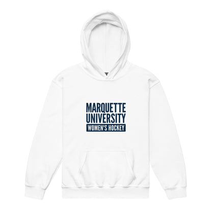 Classic | Youth Hoodie | Marquette University Women's Hockey | Modern Script Logo