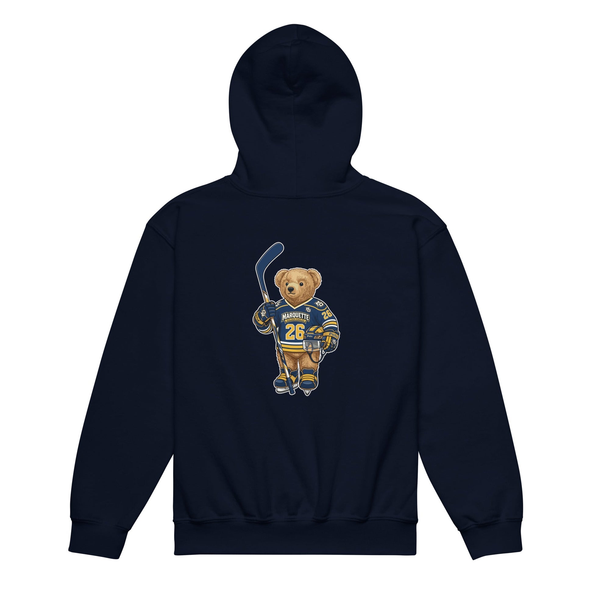 Classic | Youth Hoodie | Marquette University Women's Hockey | MU Mark Backprint Logo