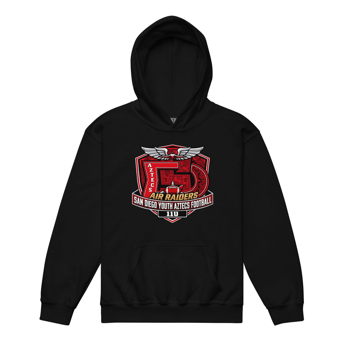 Classic | Youth Hoodie | San Diego Youth Aztecs Football 11u Air Raiders | Shield Logo