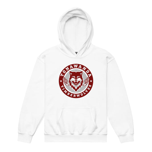Classic | Youth Hoodie | Tonawanda High School Track and Field | Mascot Badge Logo
