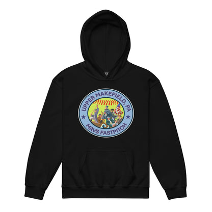Classic | Youth Hoodie | Upper Makefield Mavs Fastpitch | Crossing Badge Logo