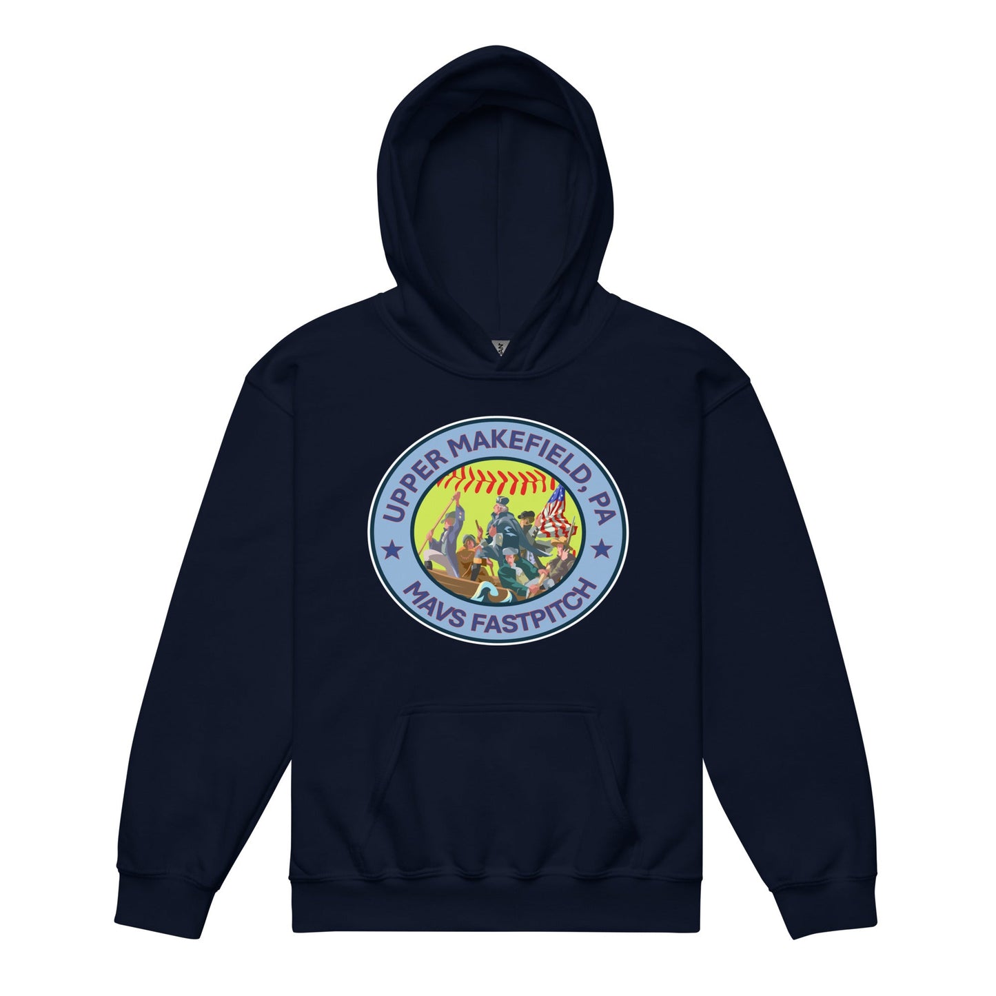 Classic | Youth Hoodie | Upper Makefield Mavs Fastpitch | Crossing Badge Logo