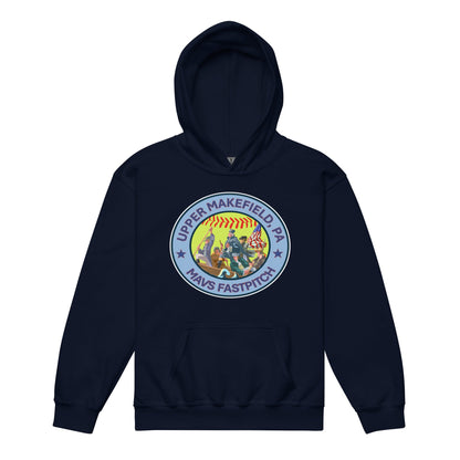 Classic | Youth Hoodie | Upper Makefield Mavs Fastpitch | Crossing Badge Logo