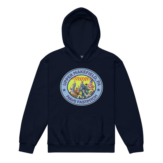 Classic | Youth Hoodie | Upper Makefield Mavs Fastpitch | Crossing Badge Logo