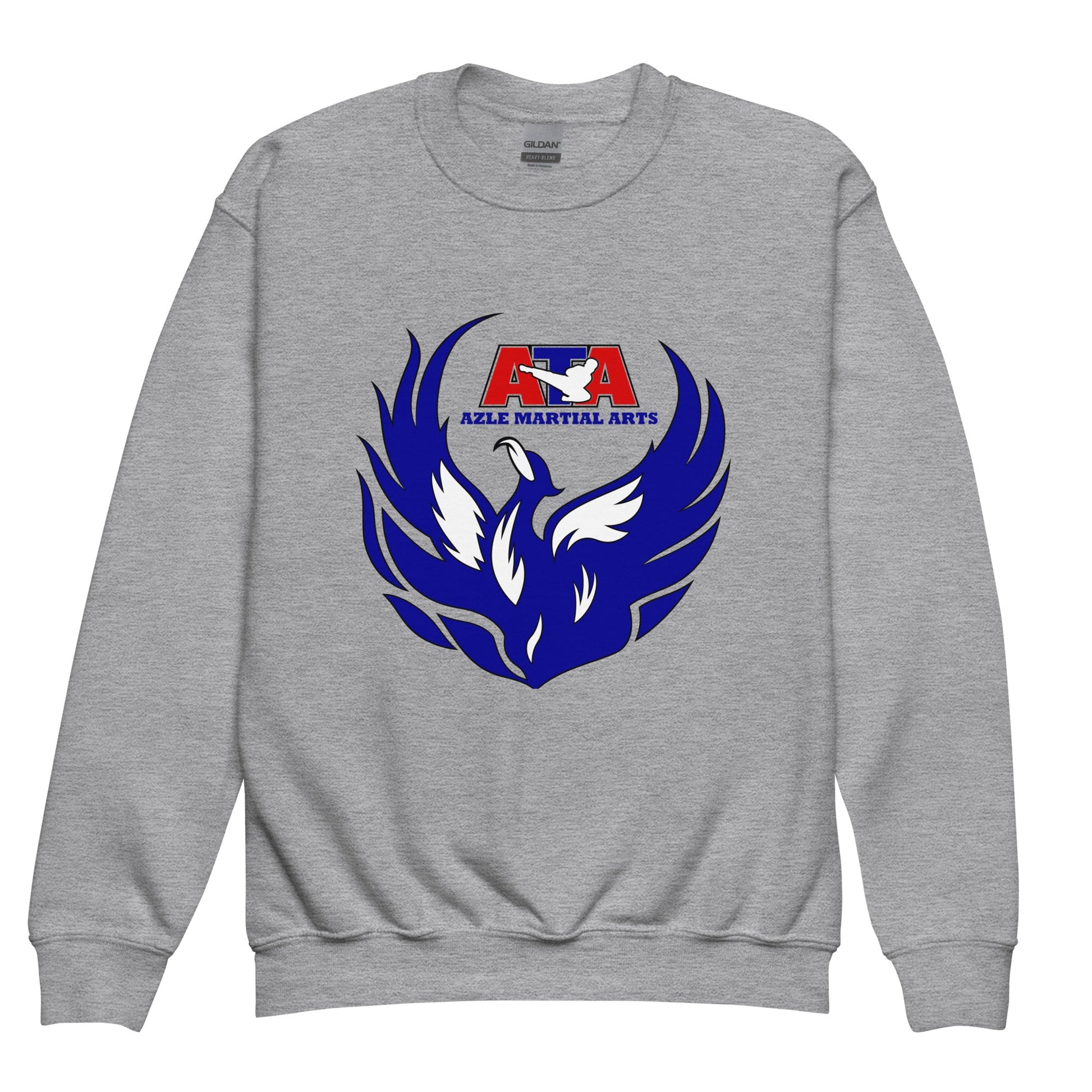 Classic | Youth Sweatshirt | Azle Martial Arts | Blue Fire Crest Logo