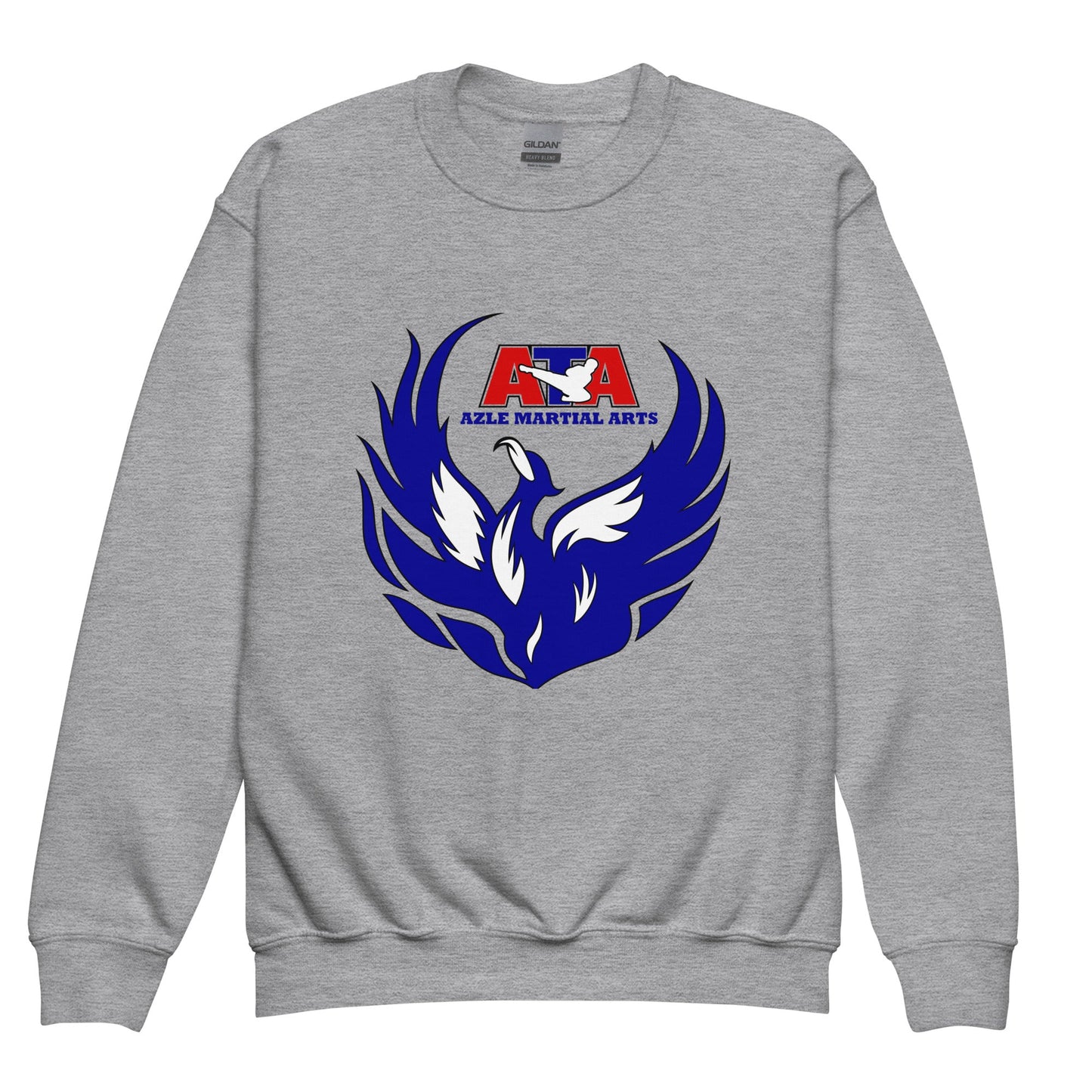 Classic | Youth Sweatshirt | Azle Martial Arts | Blue Fire Crest Logo