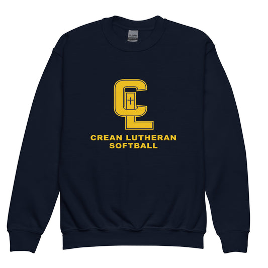 Classic | Youth Sweatshirt | Crean Lutheran Softball | Gold CL Softball Logo