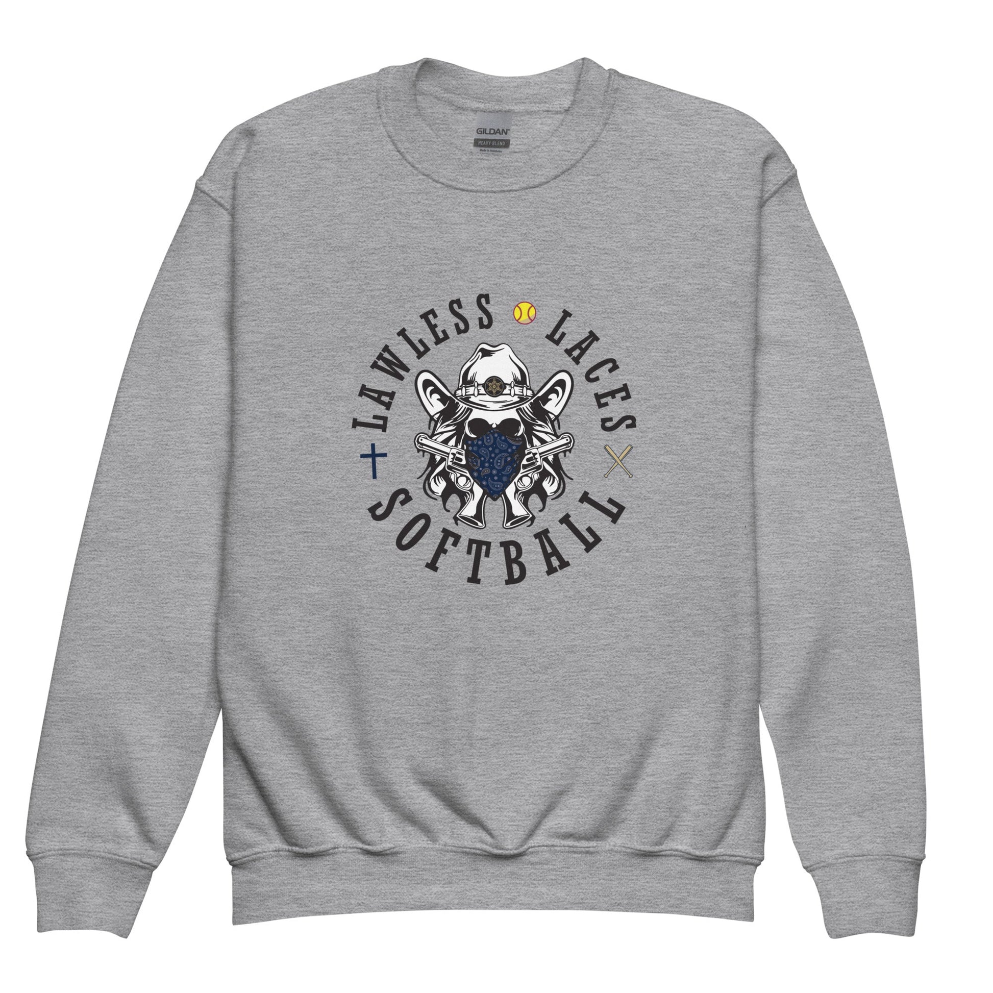 Classic | Youth Sweatshirt | Lawless Laces Softball | Bandana Mascot Logo