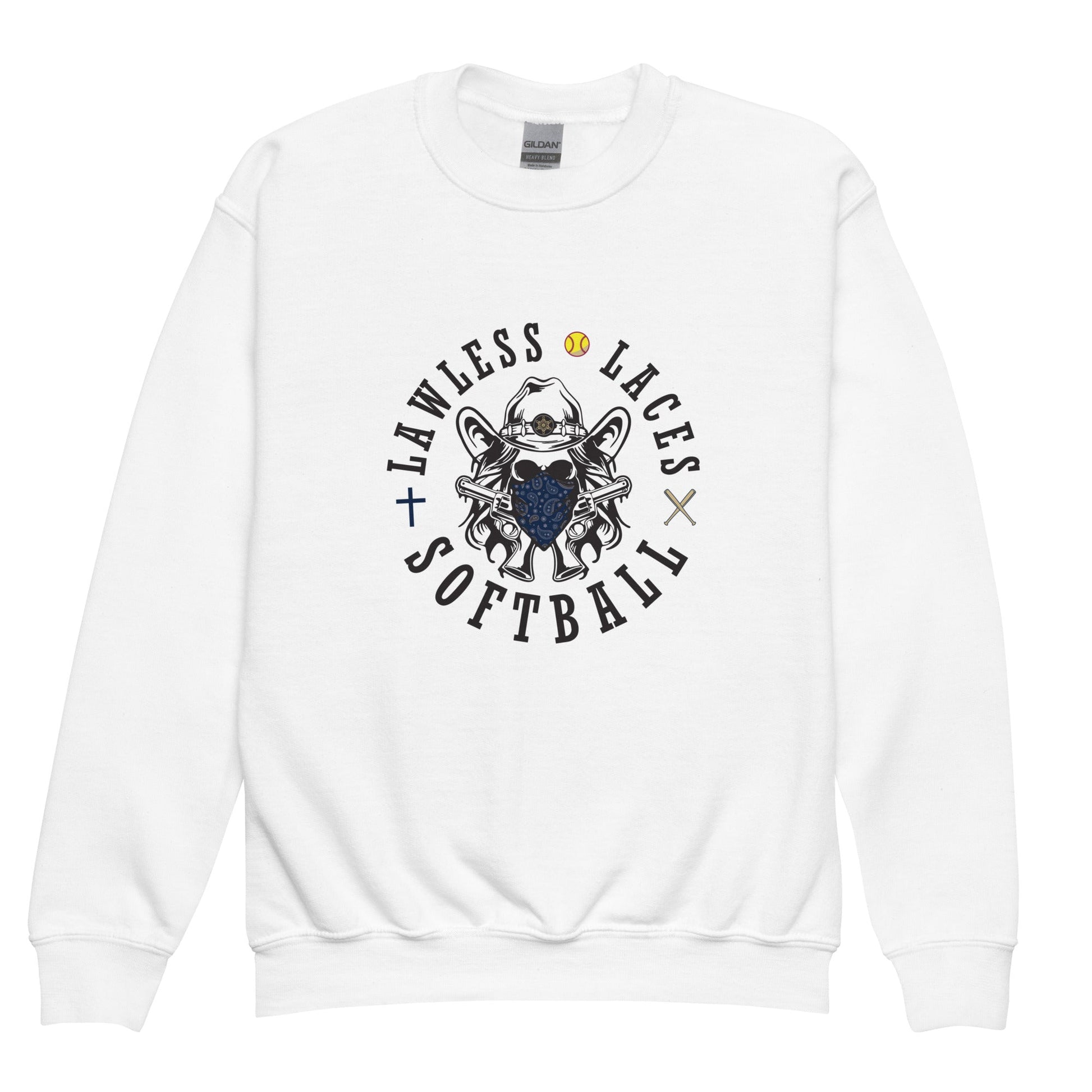 Classic | Youth Sweatshirt | Lawless Laces Softball | Bandana Mascot Logo
